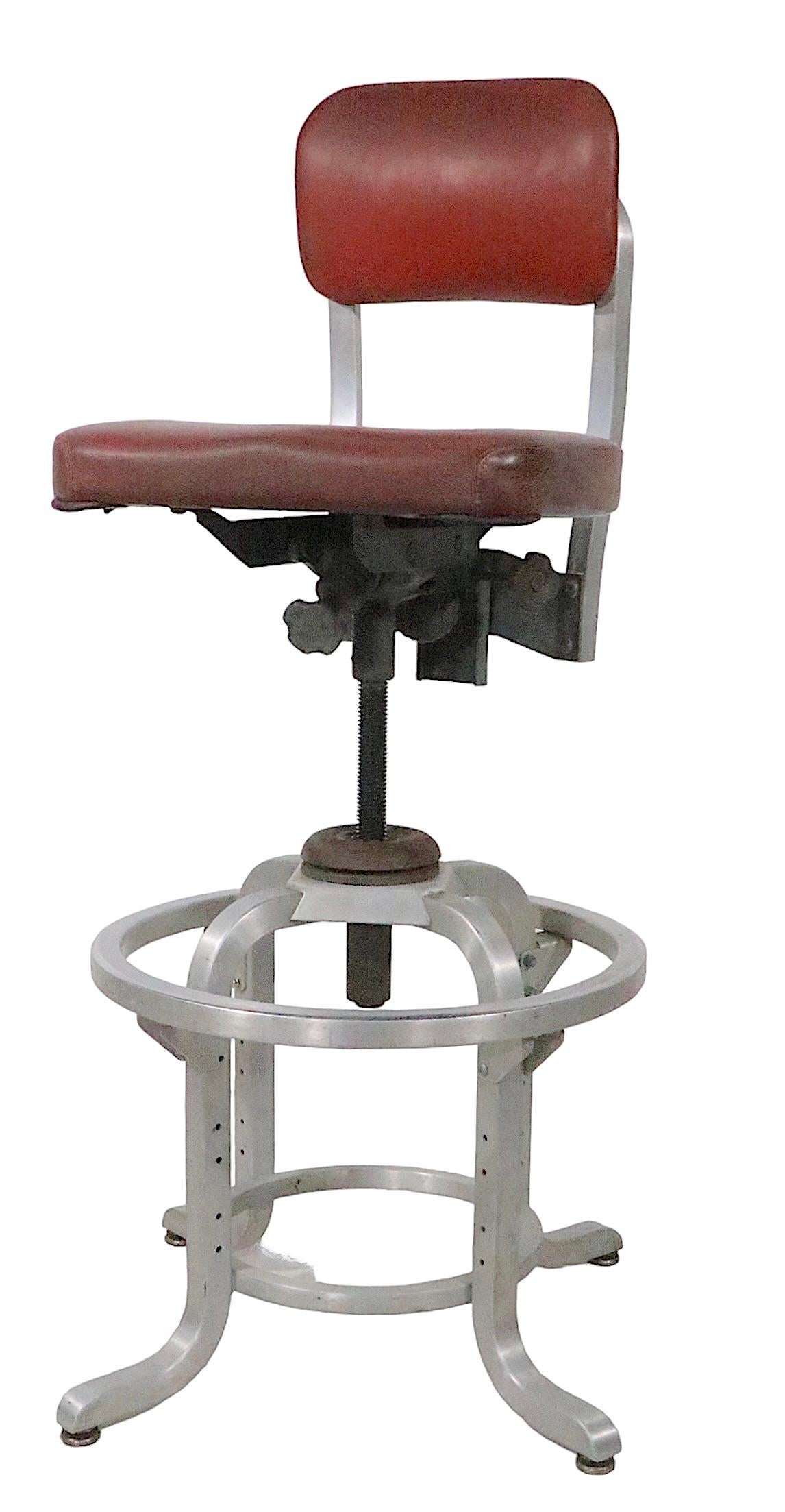 Adjustable Drafting Stool by General Fireproofing GoodForm  In Good Condition For Sale In New York, NY