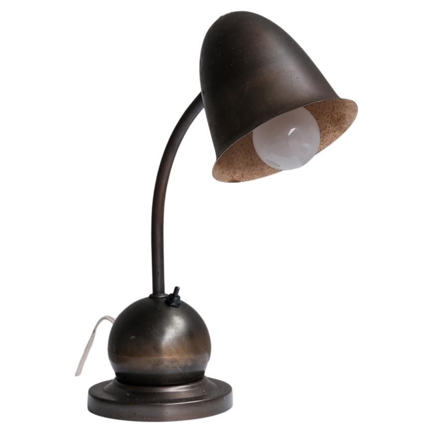 Lampe de bureau réglable en laiton hollandais W H Gispen pour Daalderop en vente