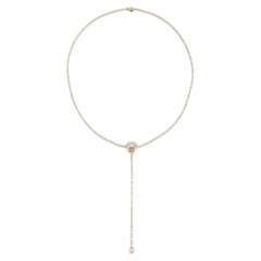 Adjustable Emerald Cut 14K (or 18k upon request) Yellow Gold Diamond Necklace