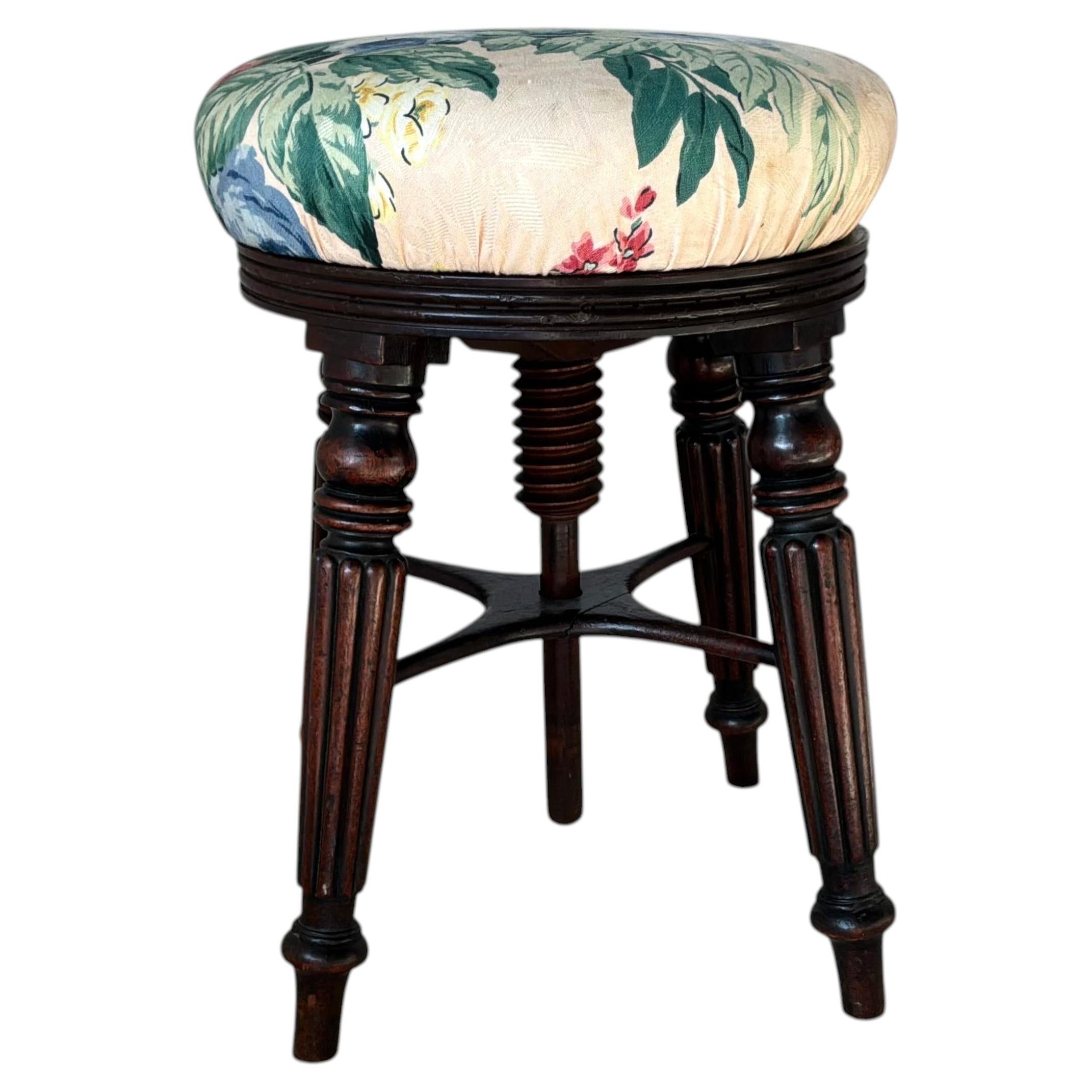 Adjustable English Mahogany Stool For Sale