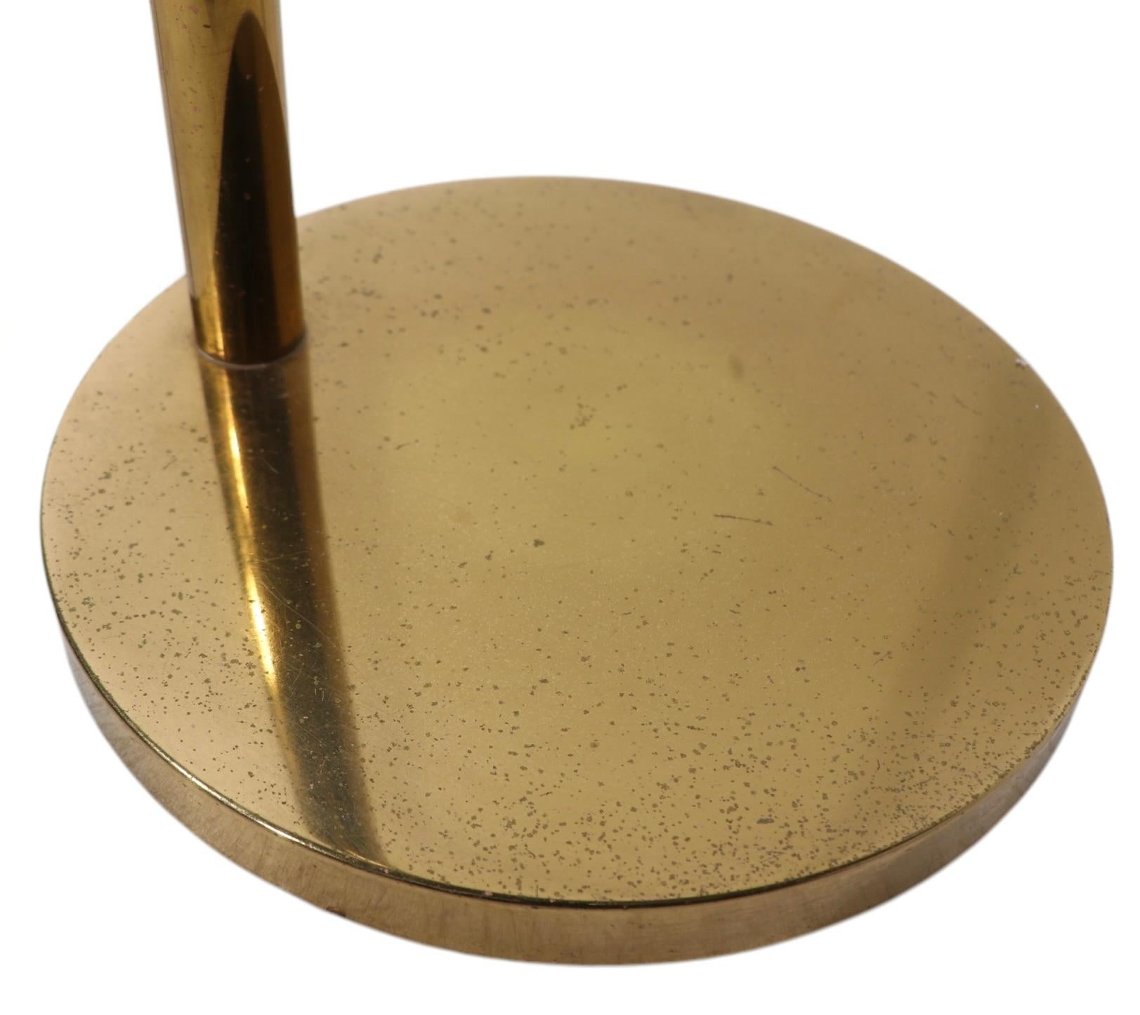 Adjustable Flex Arm Brass Pharmacy Style Floor  Reading Lamp c 1970's 11