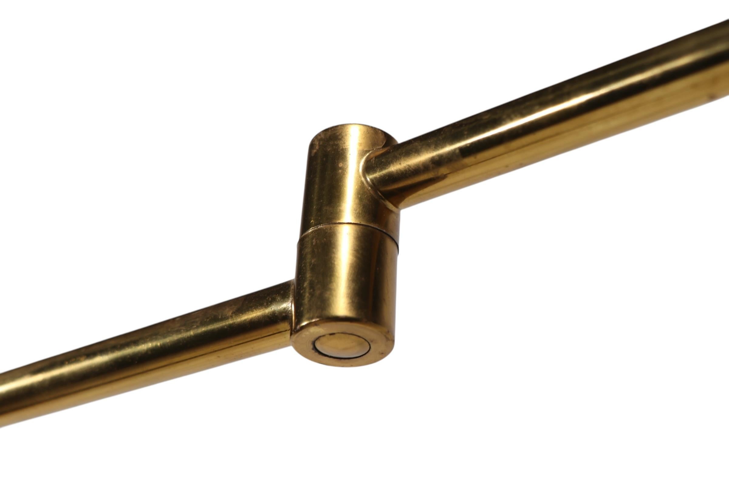 Adjustable Flex Arm Brass Pharmacy Style Floor  Reading Lamp c 1970's 14