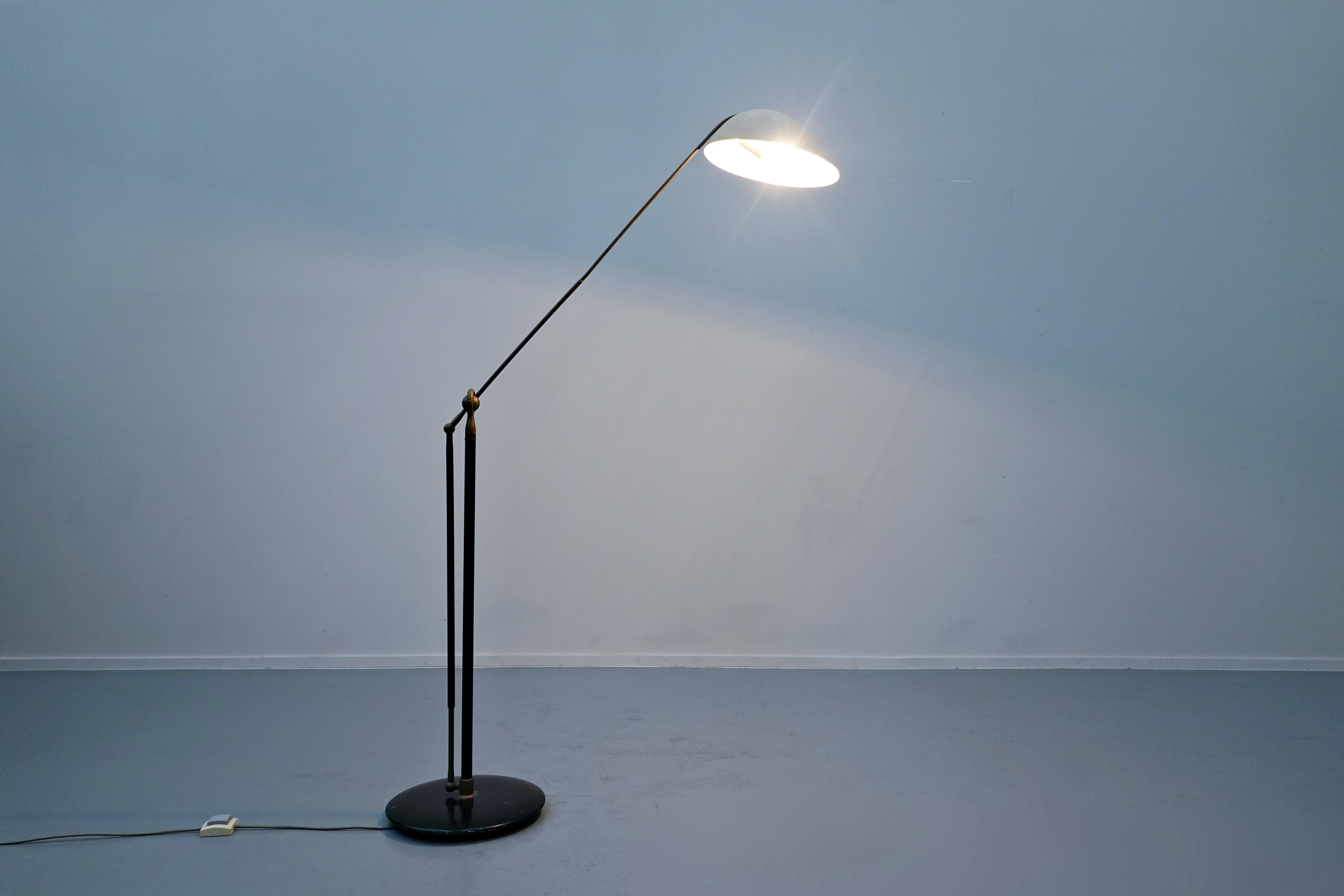 Metal Mid-Century Modern Adjustable Floor Lamp, Angelo Lelli, Arredoluce, Italy, 1955