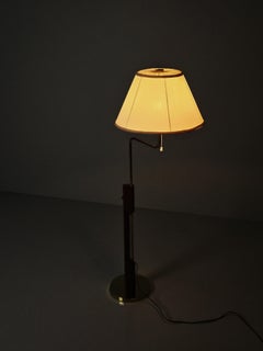Adjustable floor lamp by Bergboms, model G-82A, teak and brass, Sweden, 1960s
