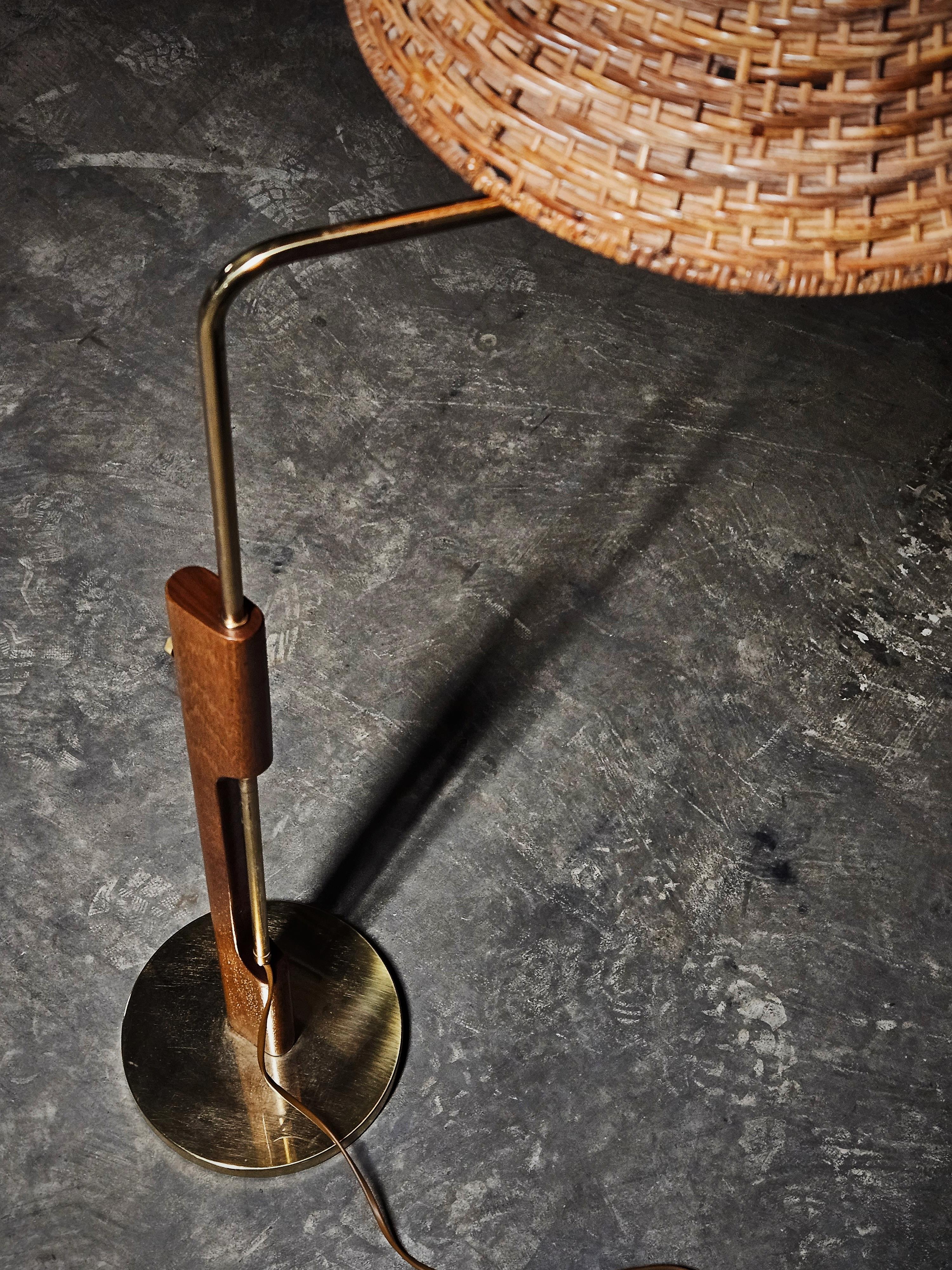 Swedish Adjustable floor lamp by Bergboms, model G-82A, teak and brass, Sweden, 1960s
