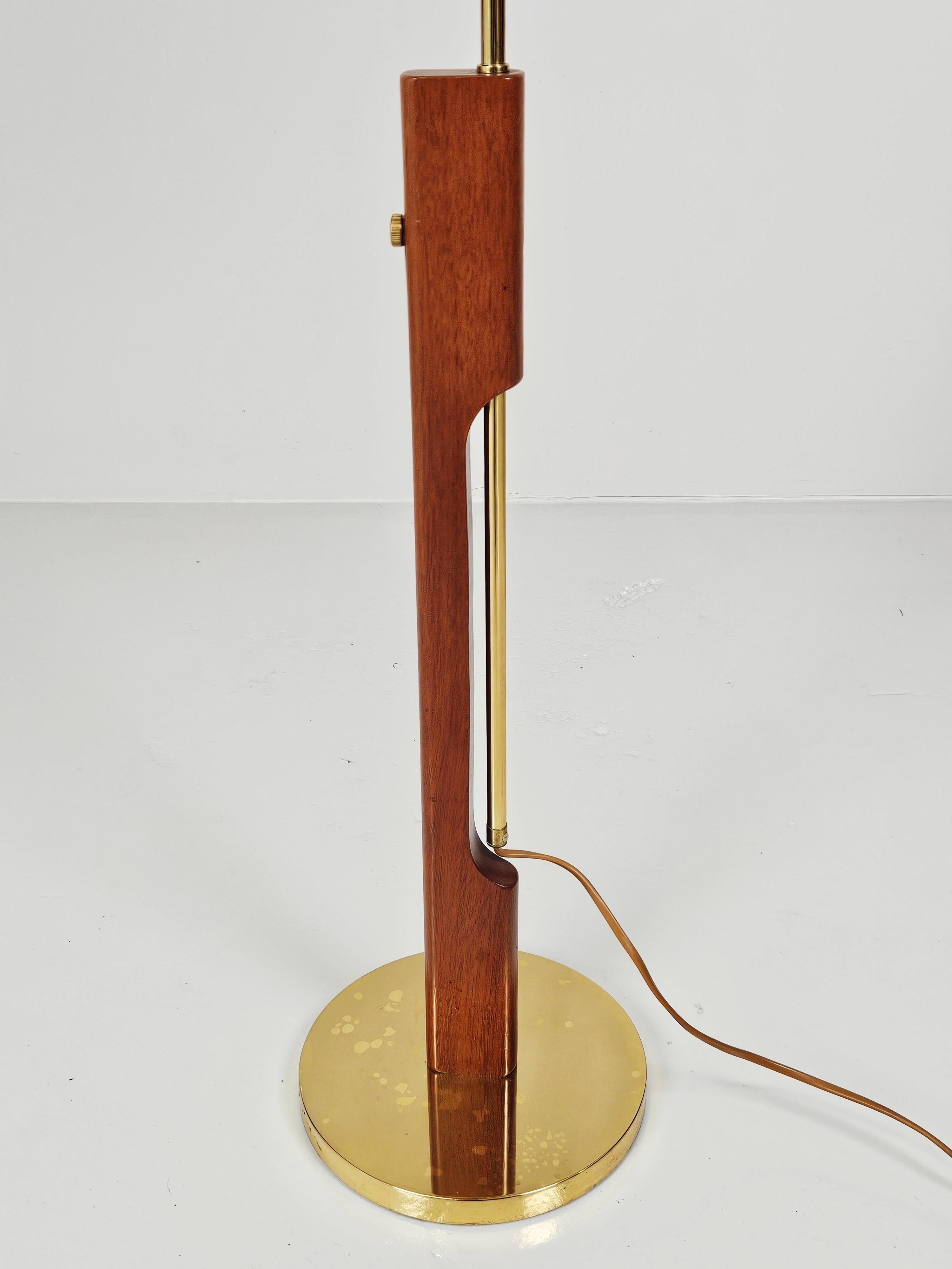 20th Century Adjustable floor lamp by Bergboms, model G-82A, teak and brass, Sweden, 1960s For Sale