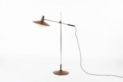 Lampadaire réglable conçu par Georges Frydman pour Temde, en bois de rose et chrome, années 1960