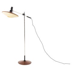 Lampadaire réglable conçu par Georges Frydman pour Temde, en bois de rose et chrome, années 1960