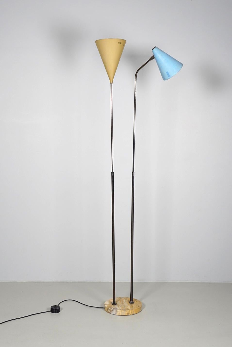 Metal Adjustable Floor Lamp, by Giuseppe Ostuni / O-Luce, 1955 For Sale