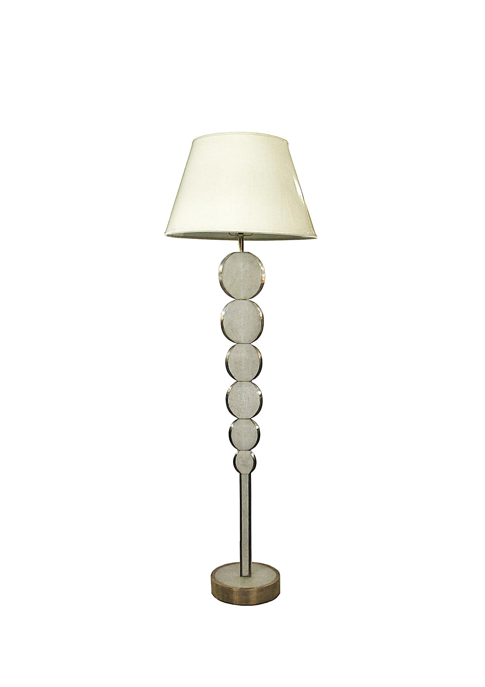 French Adjustable Floor Lamp in Shagreen and Bronze Patina Brass by R&Y Augousti For Sale
