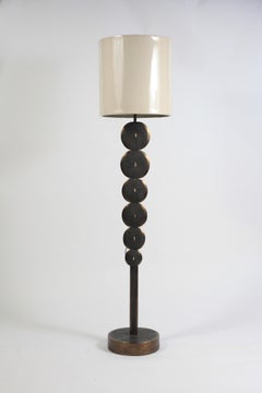 Adjustable Floor Lamp in Cream Shagreen and Bronze Patina Brass by R&Y Augousti