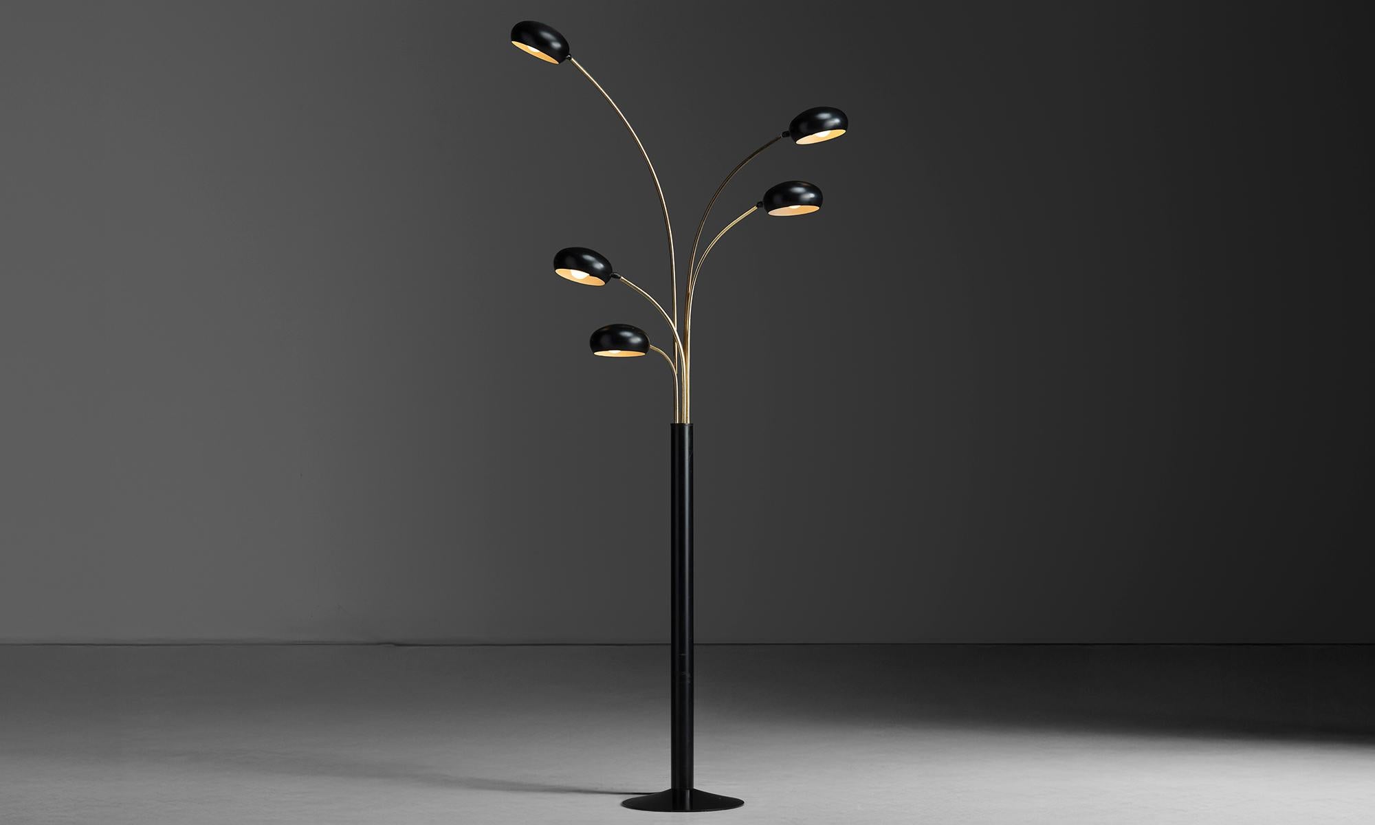 Adjustable Floor Lamp

Italy, 1970

Floor lamp with five adjustable brass arms rising from a black cylindrical base, each fitted with a black metal shade.

12.5”w x 22”d x 80”h

Ref. L5312