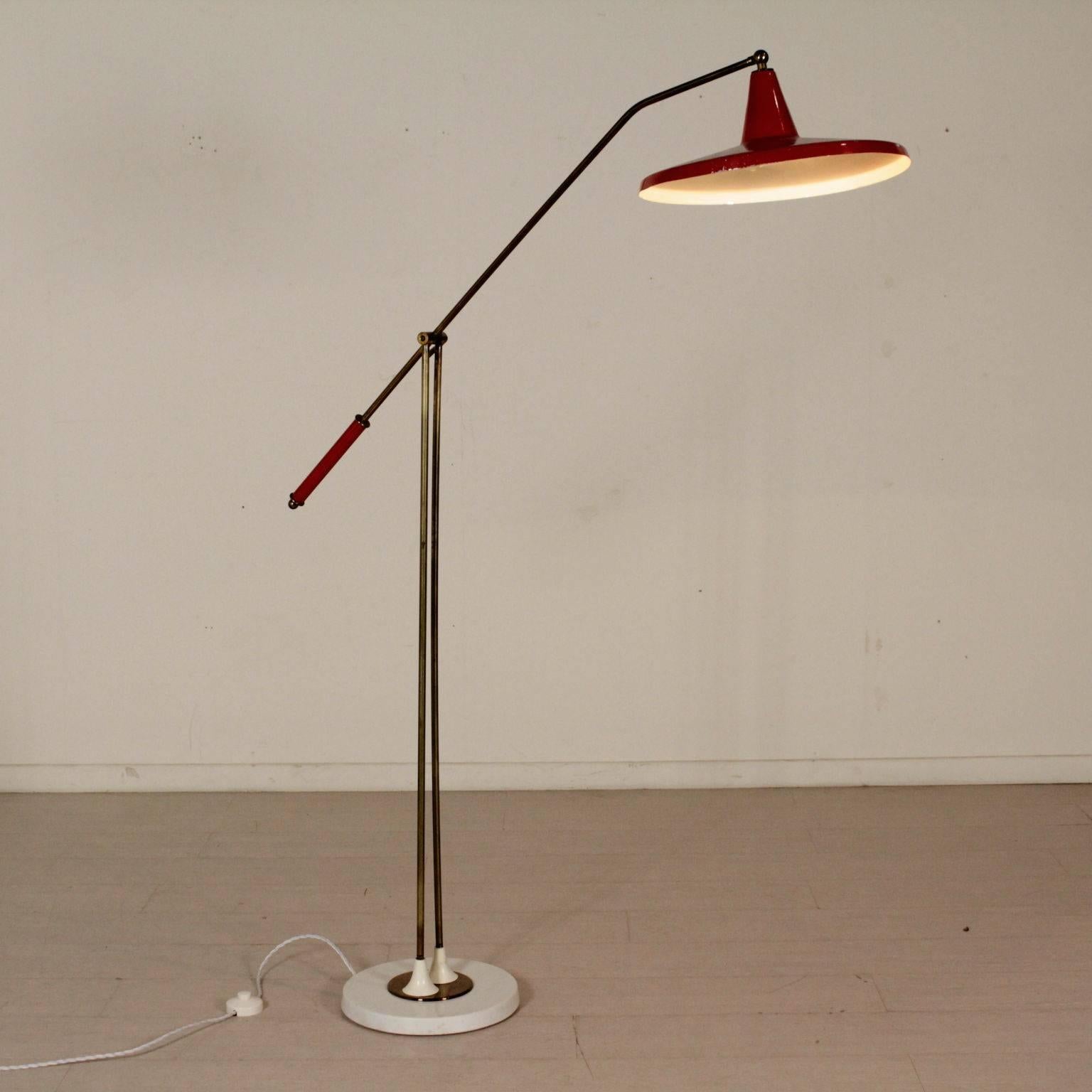Adjustable Floor Lamp Marble Brass Lacquered Aluminium Vintage Italy 1950s-1960s 2