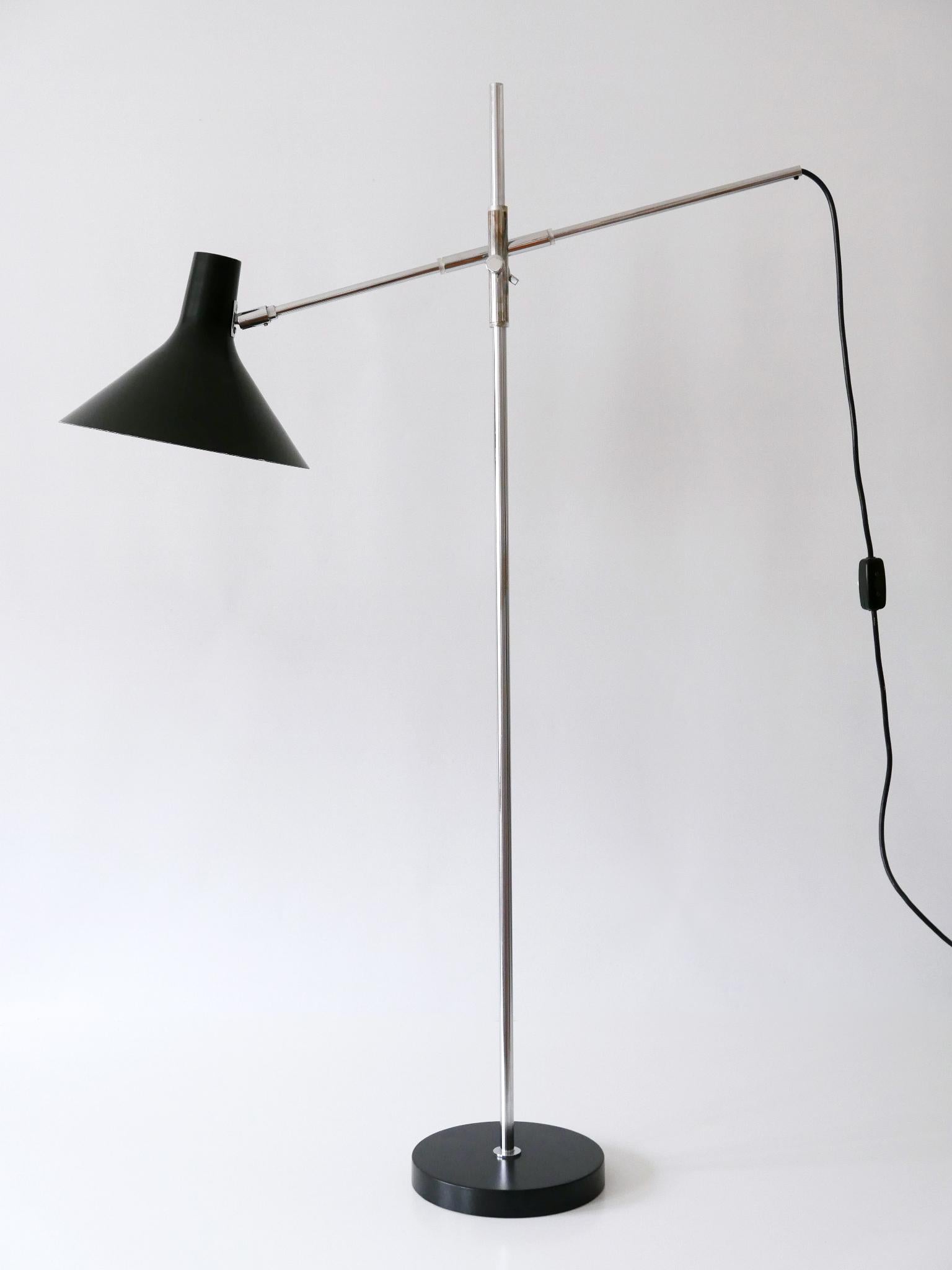 Mid-20th Century Adjustable Floor Lamp / Reading Light 8180 by Karl-Heinz Kinsky for Cosack 1960s For Sale