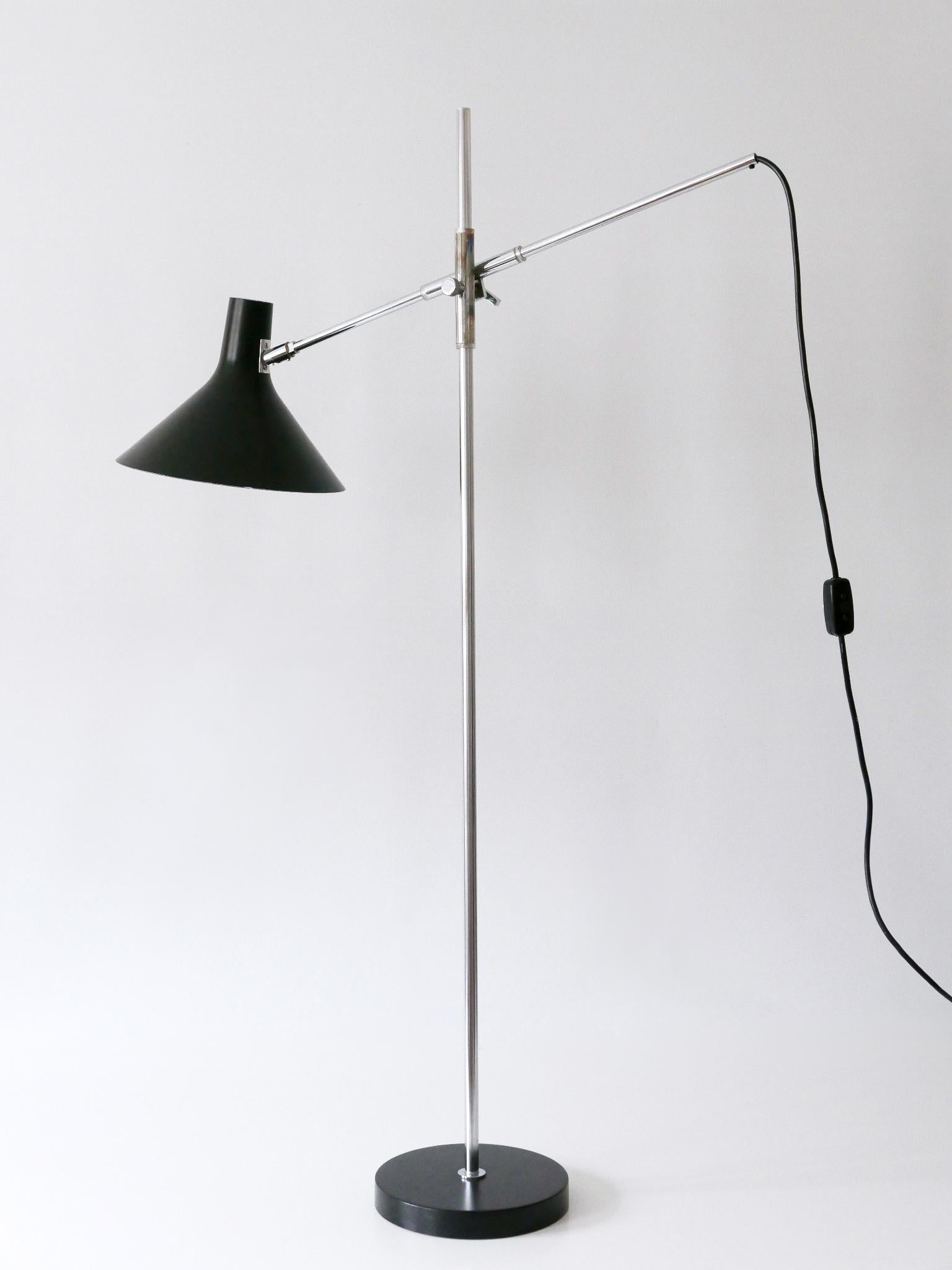 Metal Adjustable Floor Lamp / Reading Light 8180 by Karl-Heinz Kinsky for Cosack 1960s For Sale