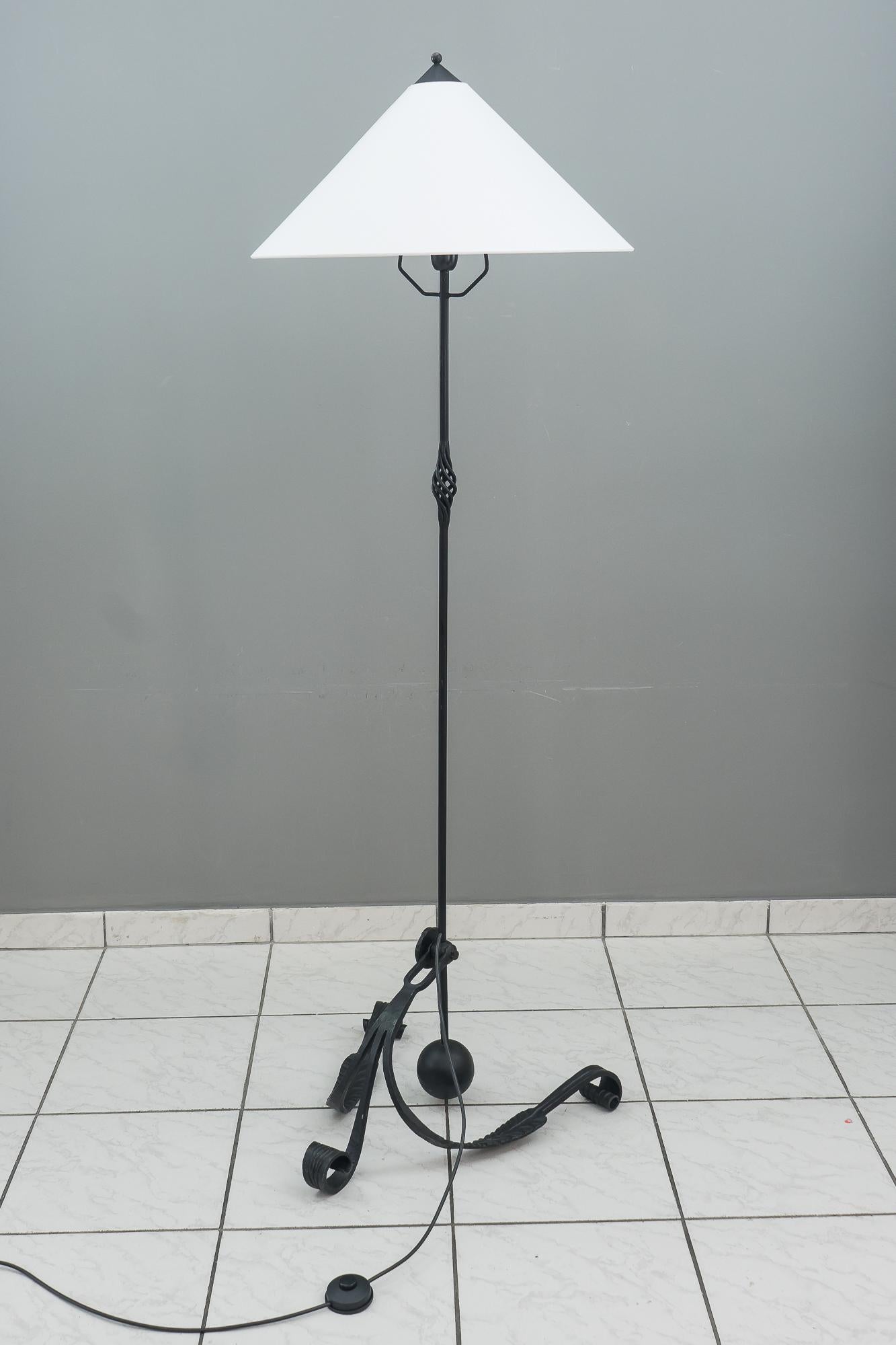 Forged Adjustable Floor Lamp Vienna circa 1960s Wrought Iron 'Painted' For Sale
