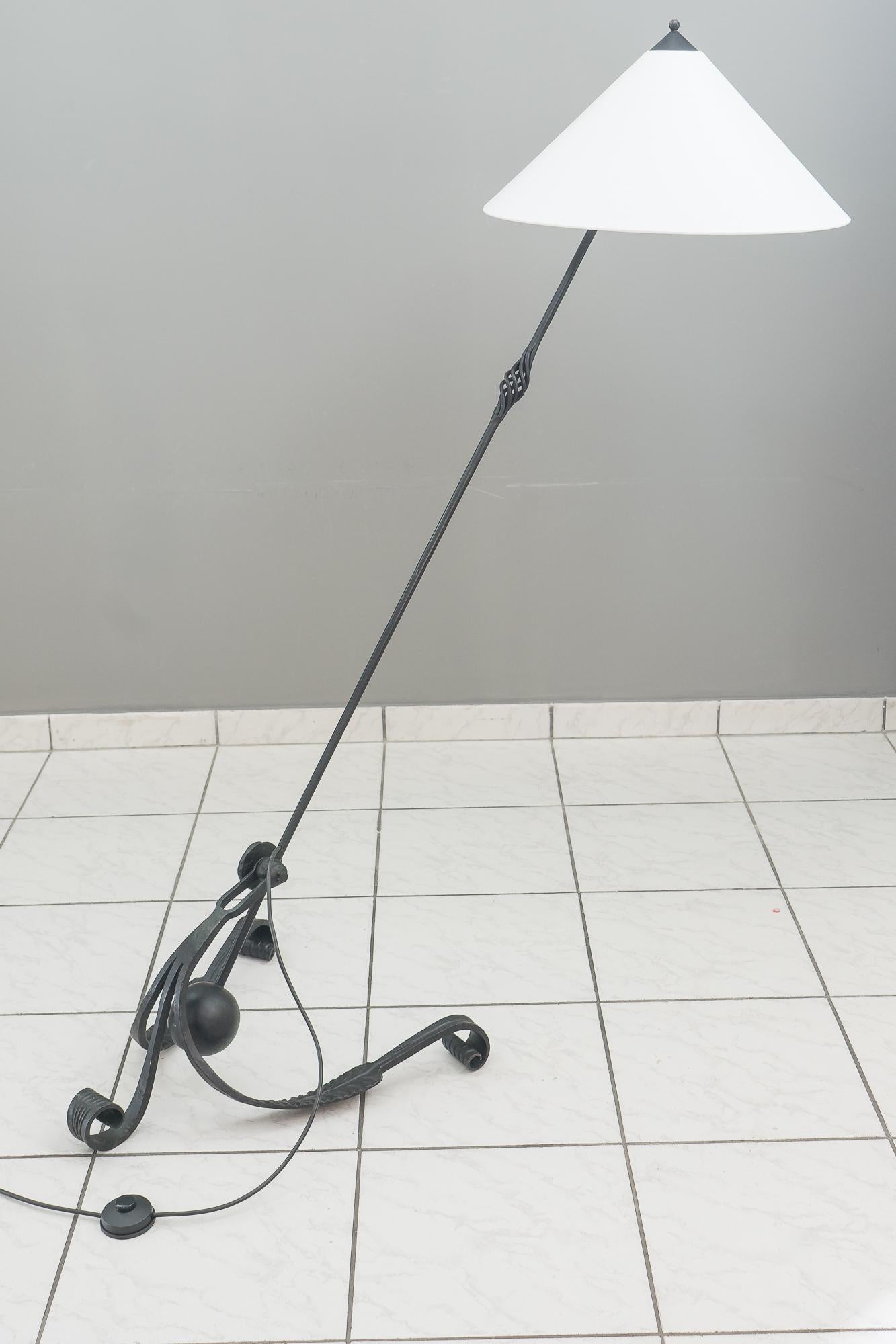 Mid-20th Century Adjustable Floor Lamp Vienna circa 1960s Wrought Iron 'Painted' For Sale