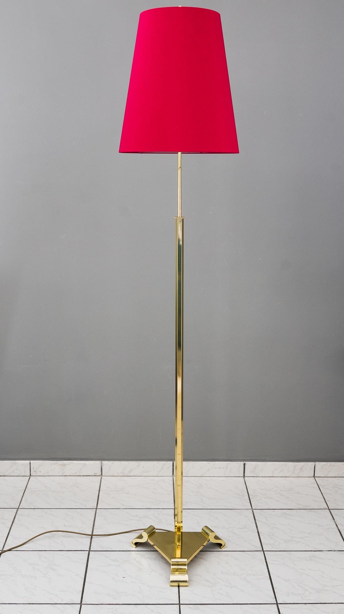 Mid-20th Century Adjustable Floor Lamp with Fabric Shade Around 1950s For Sale