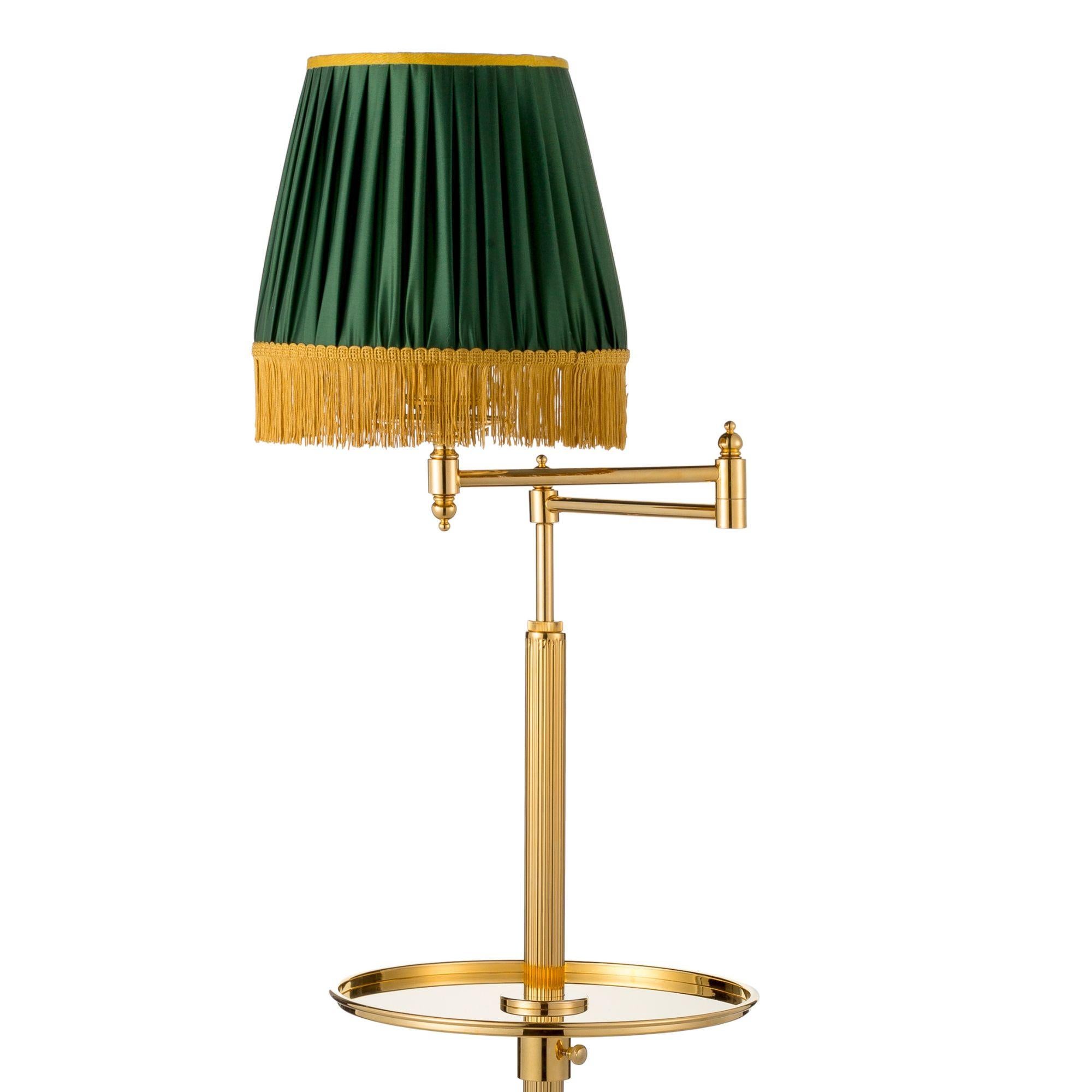Adjustable Floor Lamp with Naural Brass Structure and Jointed Arms, Fabric Lam In New Condition For Sale In Firenze, FI