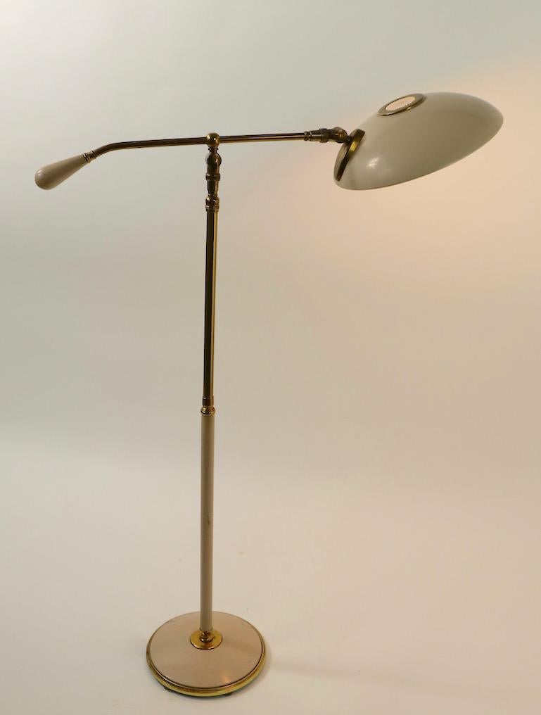 Mid-Century Modern Adjustable Floor Lamp with Saucer Shade by Thurston for Lightolier