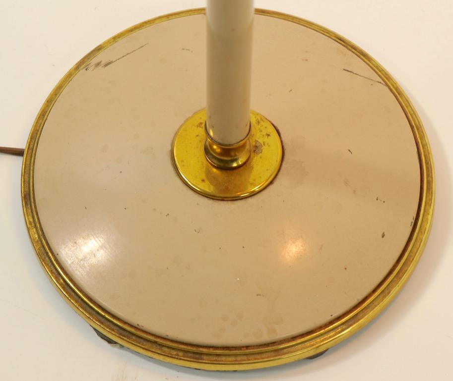 Brass Adjustable Floor Lamp with Saucer Shade by Thurston for Lightolier