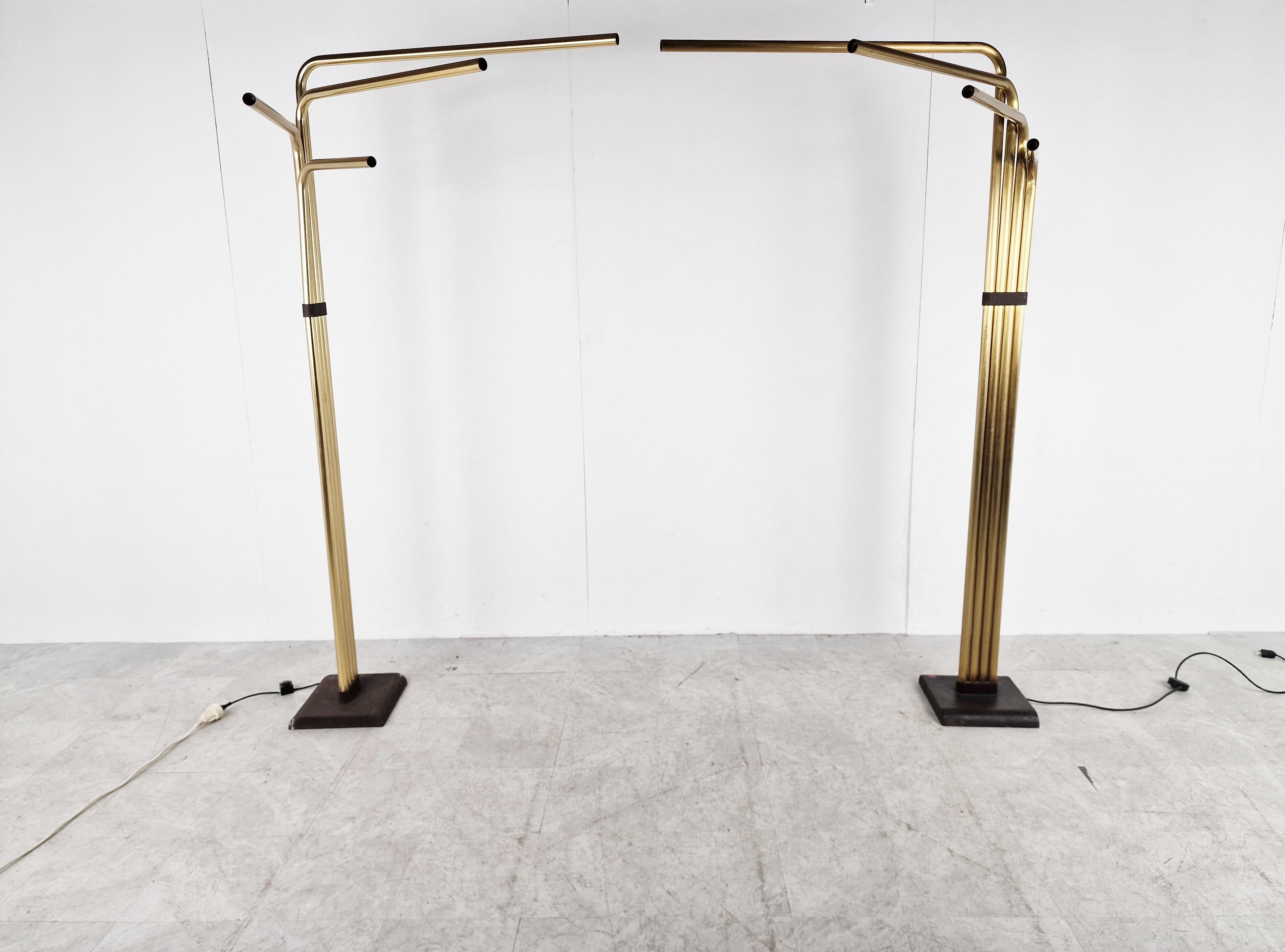 Adjustable Floor Lamps by Goffredo Reggiani in Brass, Italy, 1970s, Set of 2 For Sale 4
