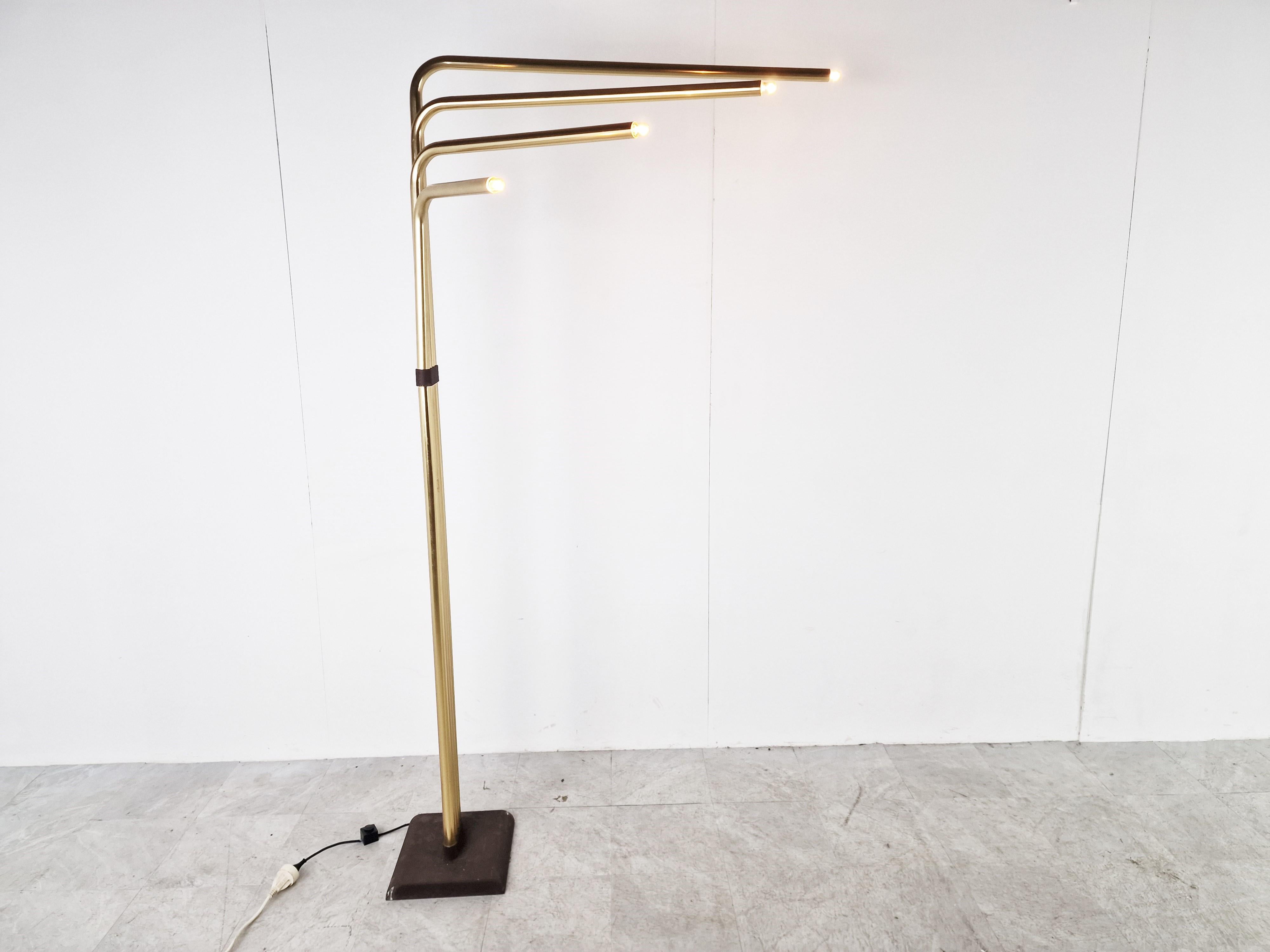 Mid-Century Modern Adjustable Floor Lamps by Goffredo Reggiani in Brass, Italy, 1970s, Set of 2 For Sale