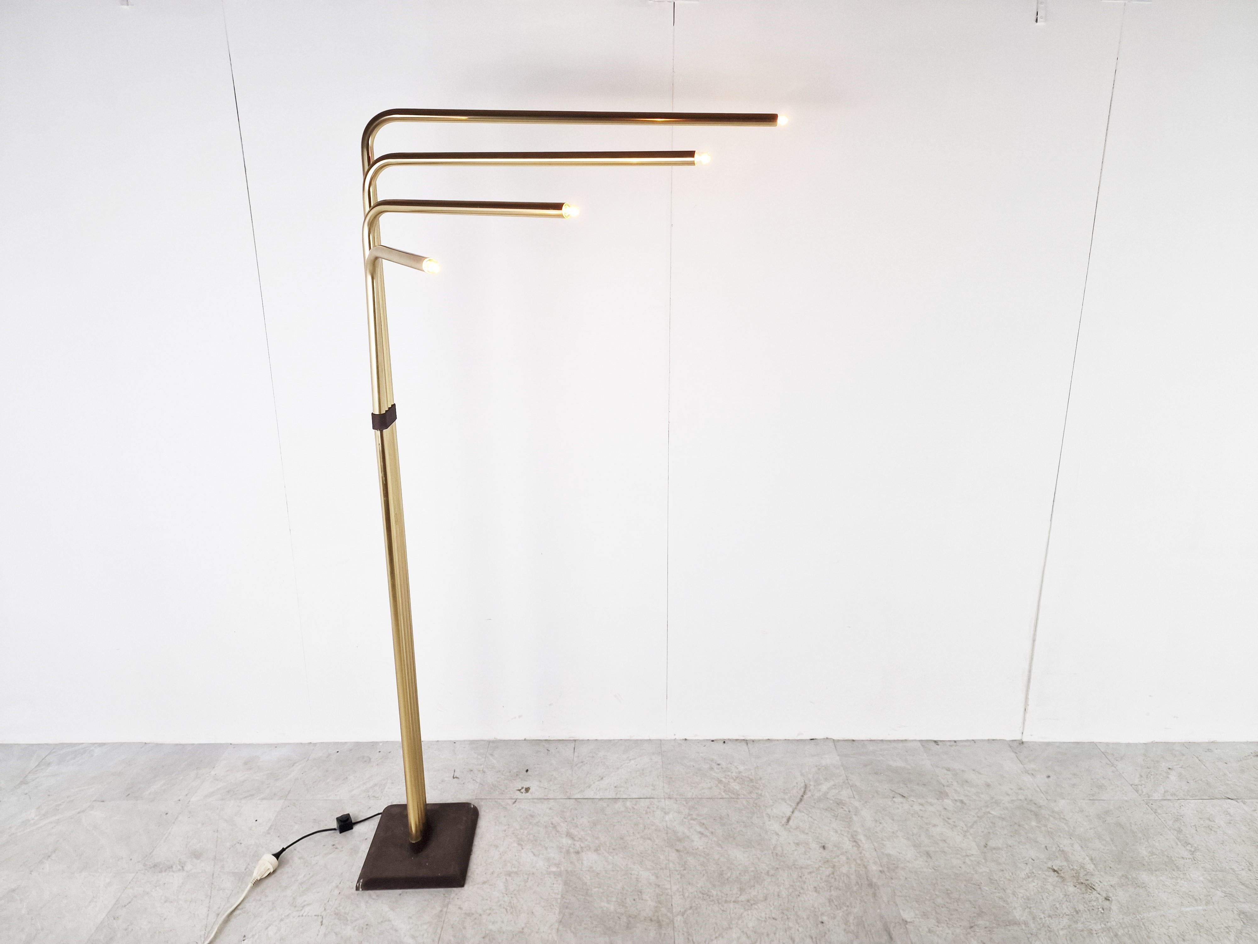 Italian Adjustable Floor Lamps by Goffredo Reggiani in Brass, Italy, 1970s, Set of 2 For Sale