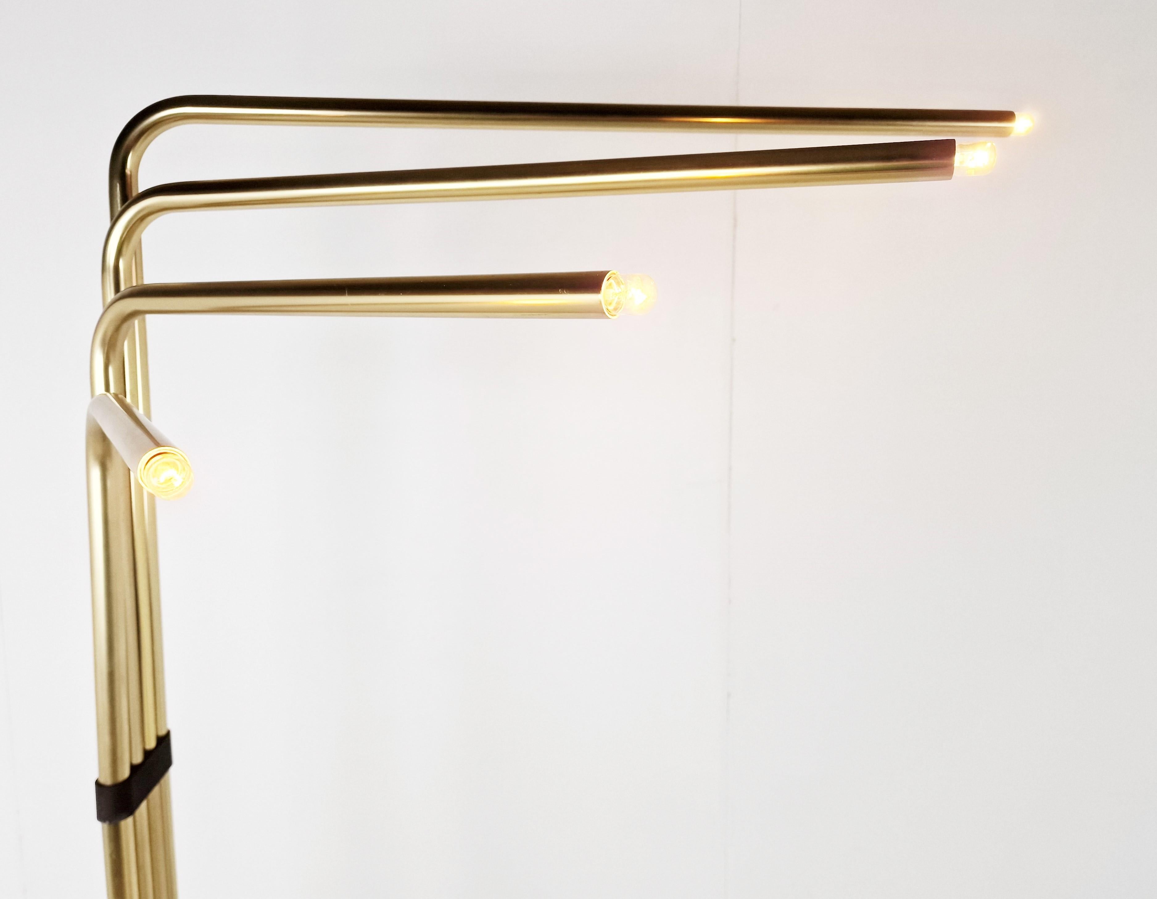 Adjustable Floor Lamps by Goffredo Reggiani in Brass, Italy, 1970s, Set of 2 In Good Condition For Sale In HEVERLEE, BE