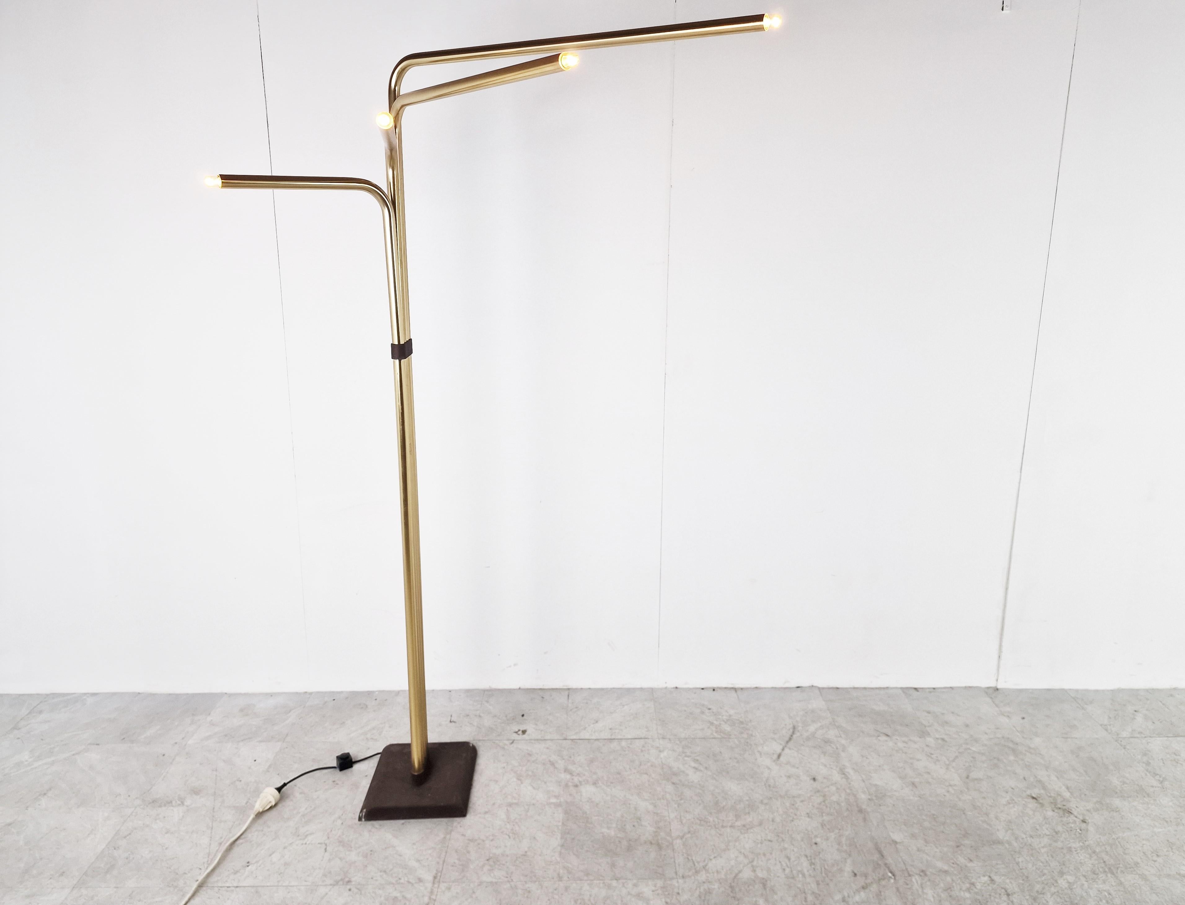 Late 20th Century Adjustable Floor Lamps by Goffredo Reggiani in Brass, Italy, 1970s, Set of 2 For Sale
