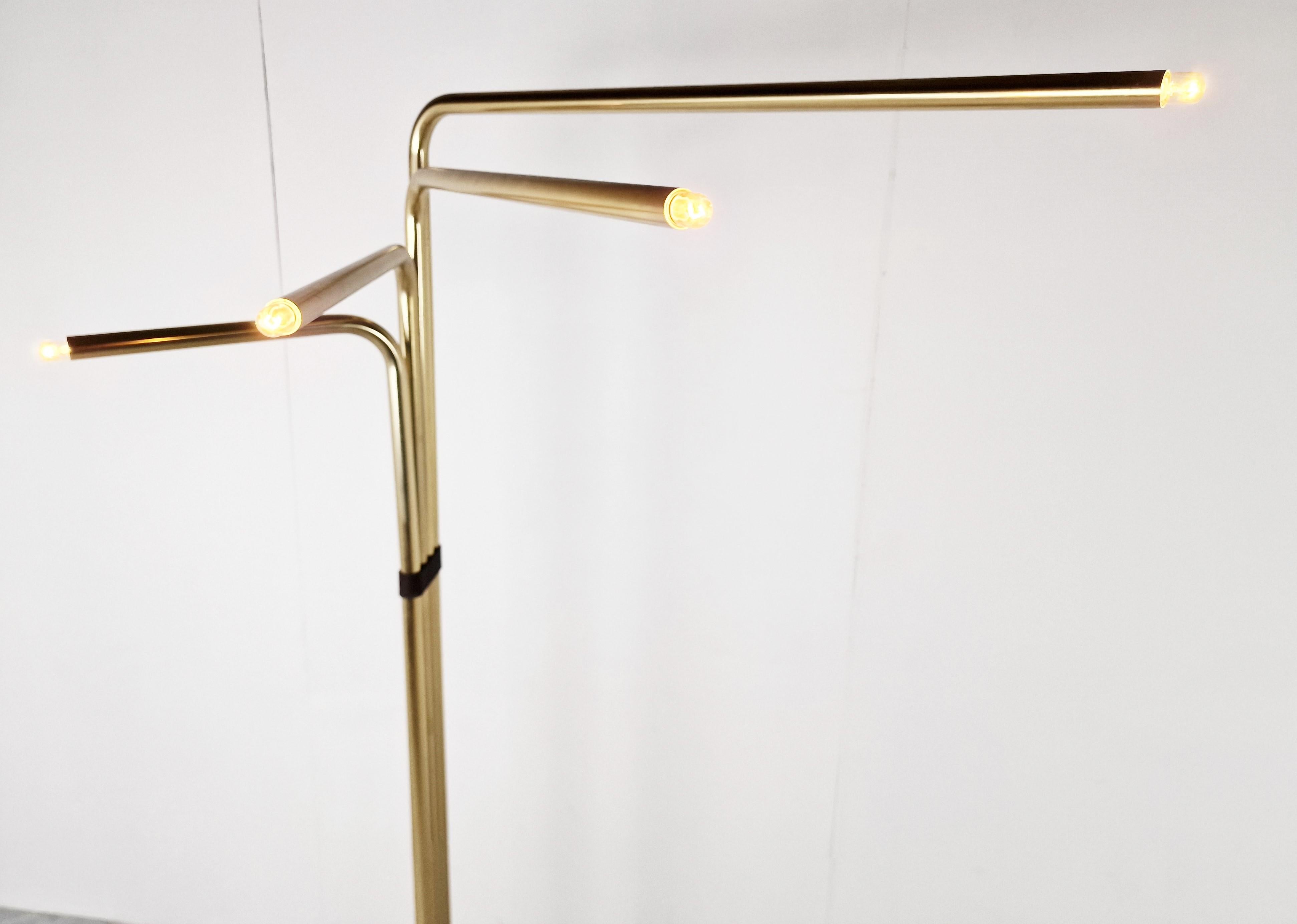 Adjustable Floor Lamps by Goffredo Reggiani in Brass, Italy, 1970s, Set of 2 For Sale 2
