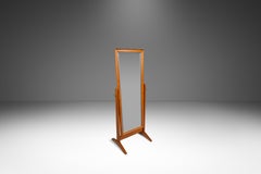 Adjustable Floor Mirror in Solid Oak After Pedersen & Hansen, Denmark, c. 1960s