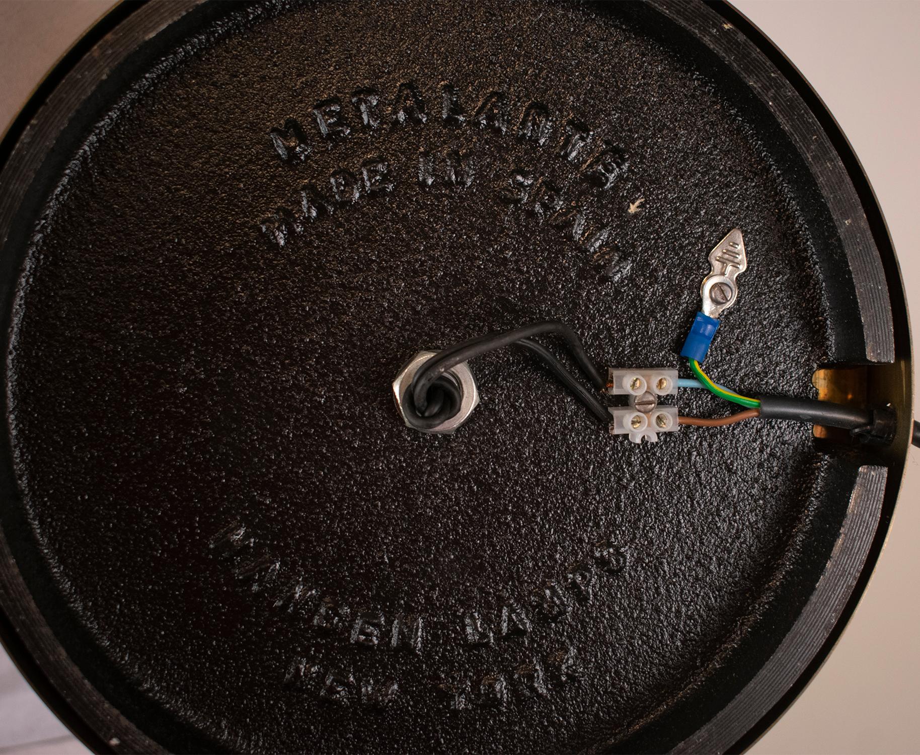 Lampada da lettura da terra regolabile, ottone, di Metalarte per Hansen, Spagna, anni '60 4