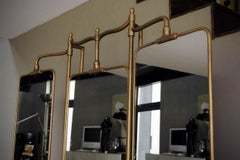 Triptyque de sol réglable et miroir psychédélique en laiton de style ancien