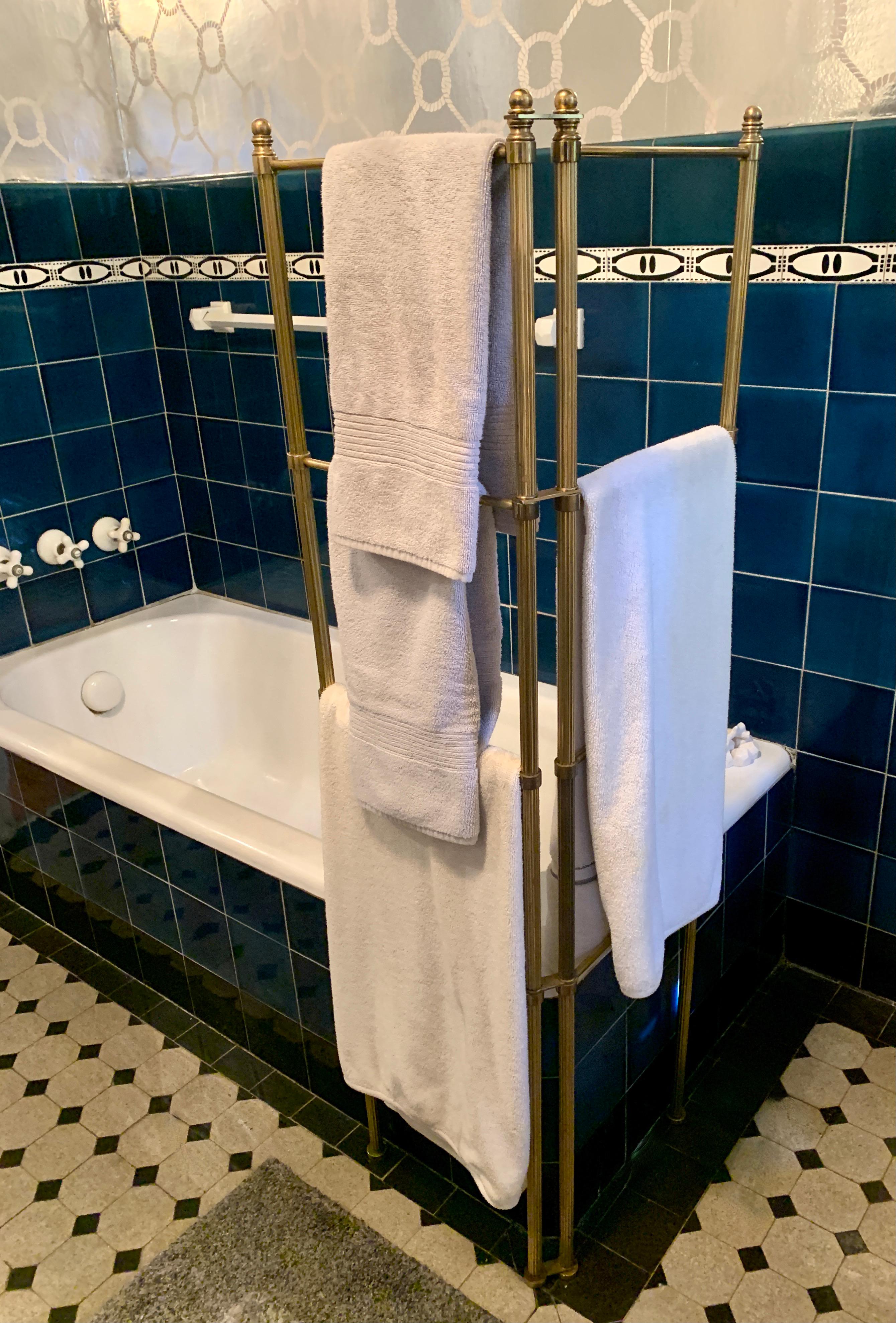 20th Century Adjustable Folding Brass Towel Rack