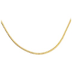 Adjustable Franco Chain Solid 14 Karat Yellow Gold Bolo Chain Necklace