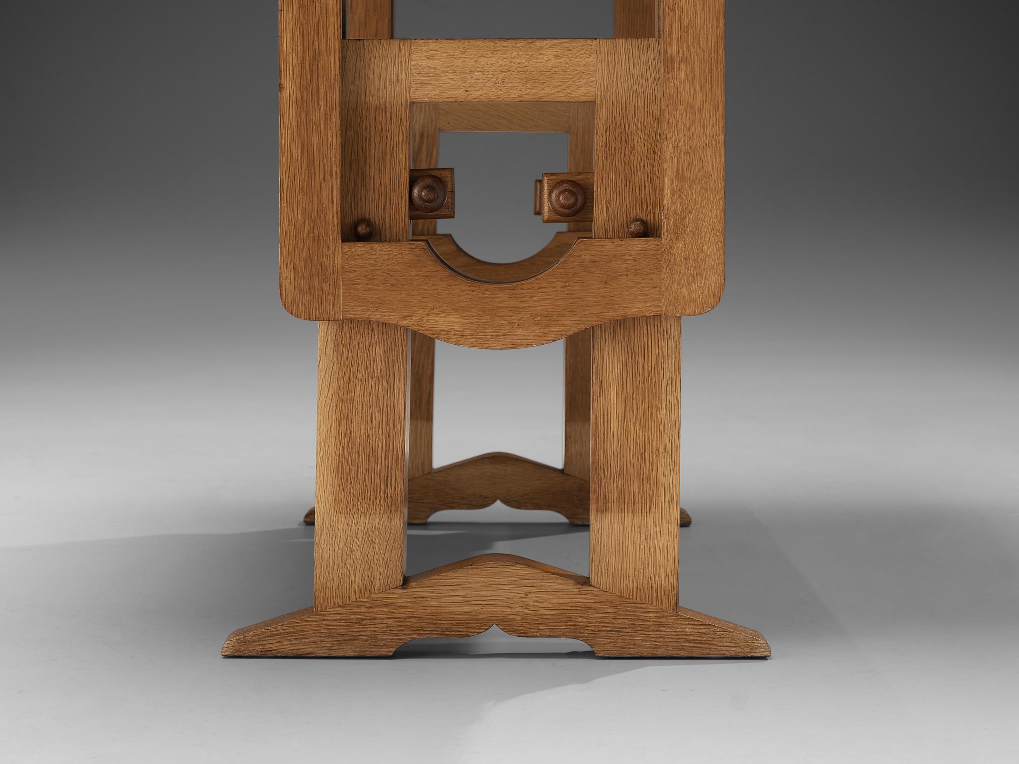 Adjustable French Side Table in Oak with Inlayed Top 5