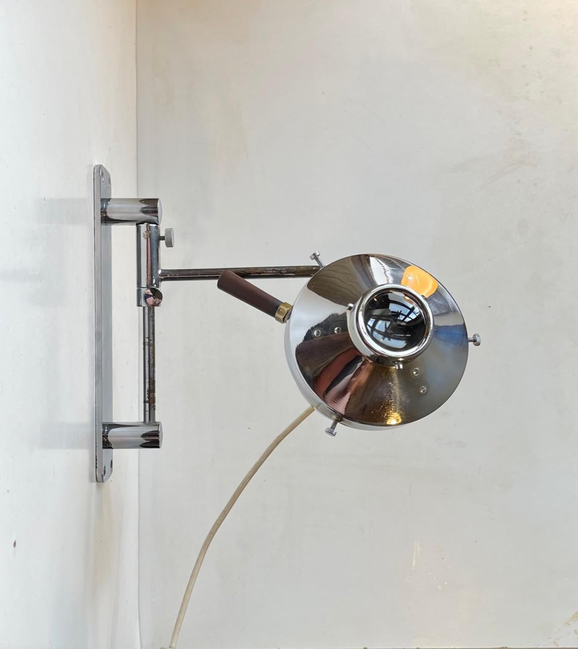 Mid-20th Century Adjustable Functionalist Medical Optician's Examination Chrome Wall Sconce