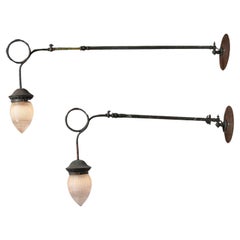 Vintage Adjustable Gasolier Wall Lights, England circa 1910