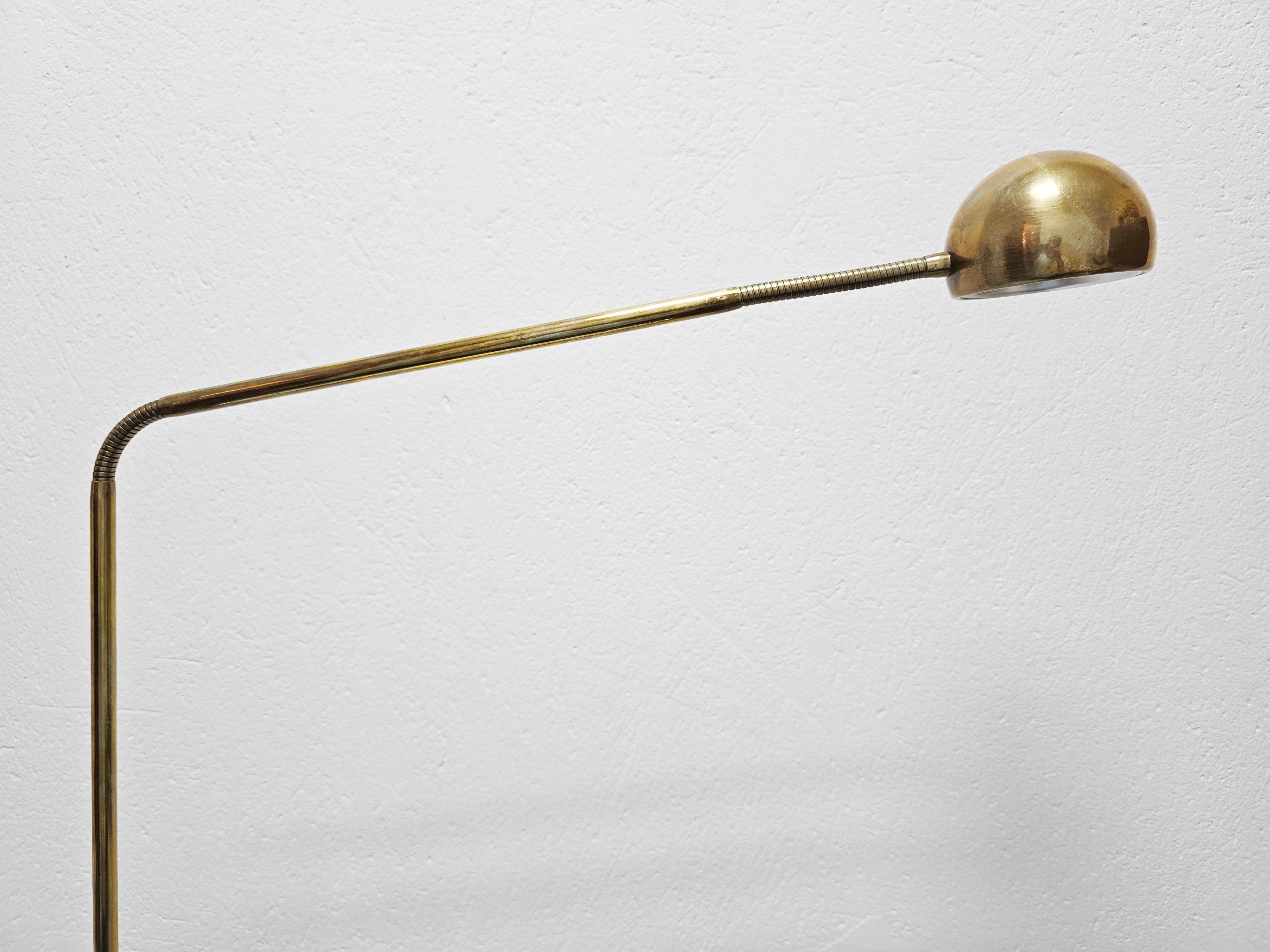 Mid-Century Modern Adjustable Gooseneck Brass Floor Lamp by Fischer Leuchten, Germany 1960s For Sale