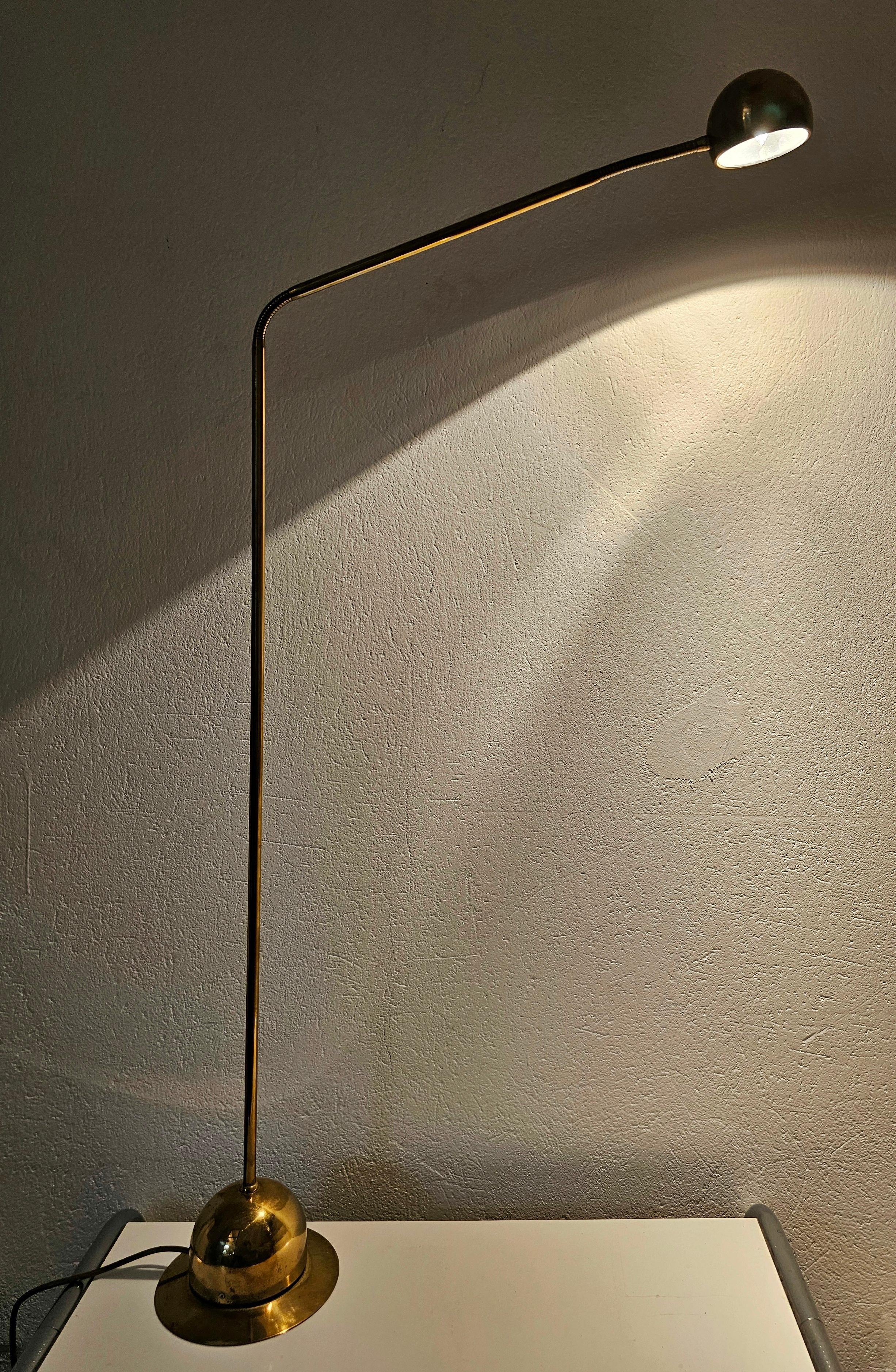 Adjustable Gooseneck Brass Floor Lamp by Fischer Leuchten, Germany 1960s For Sale 2