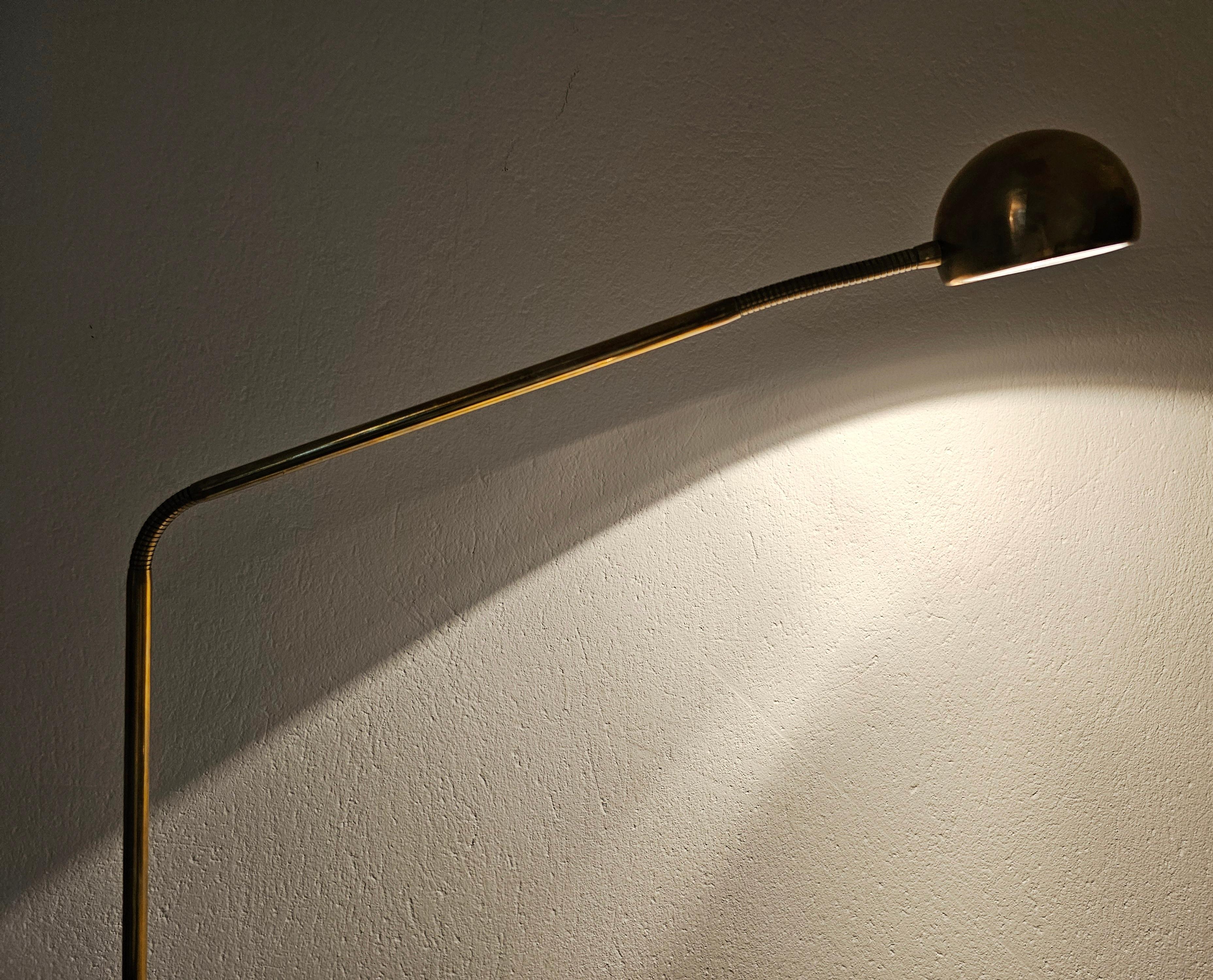 Adjustable Gooseneck Brass Floor Lamp by Fischer Leuchten, Germany 1960s For Sale 3