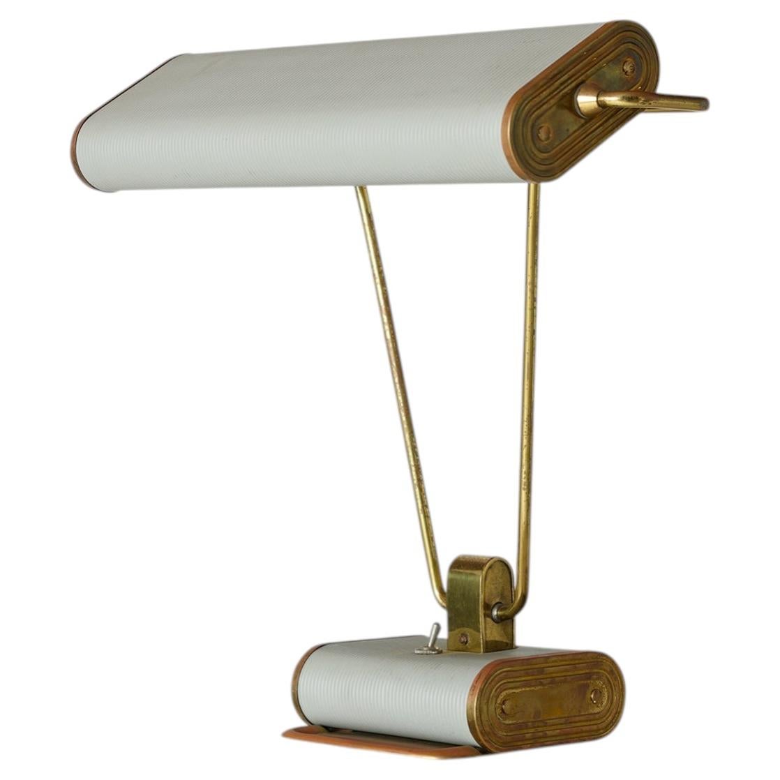 Adjustable Grey & Brass Desk Lamp by Eileen Gray