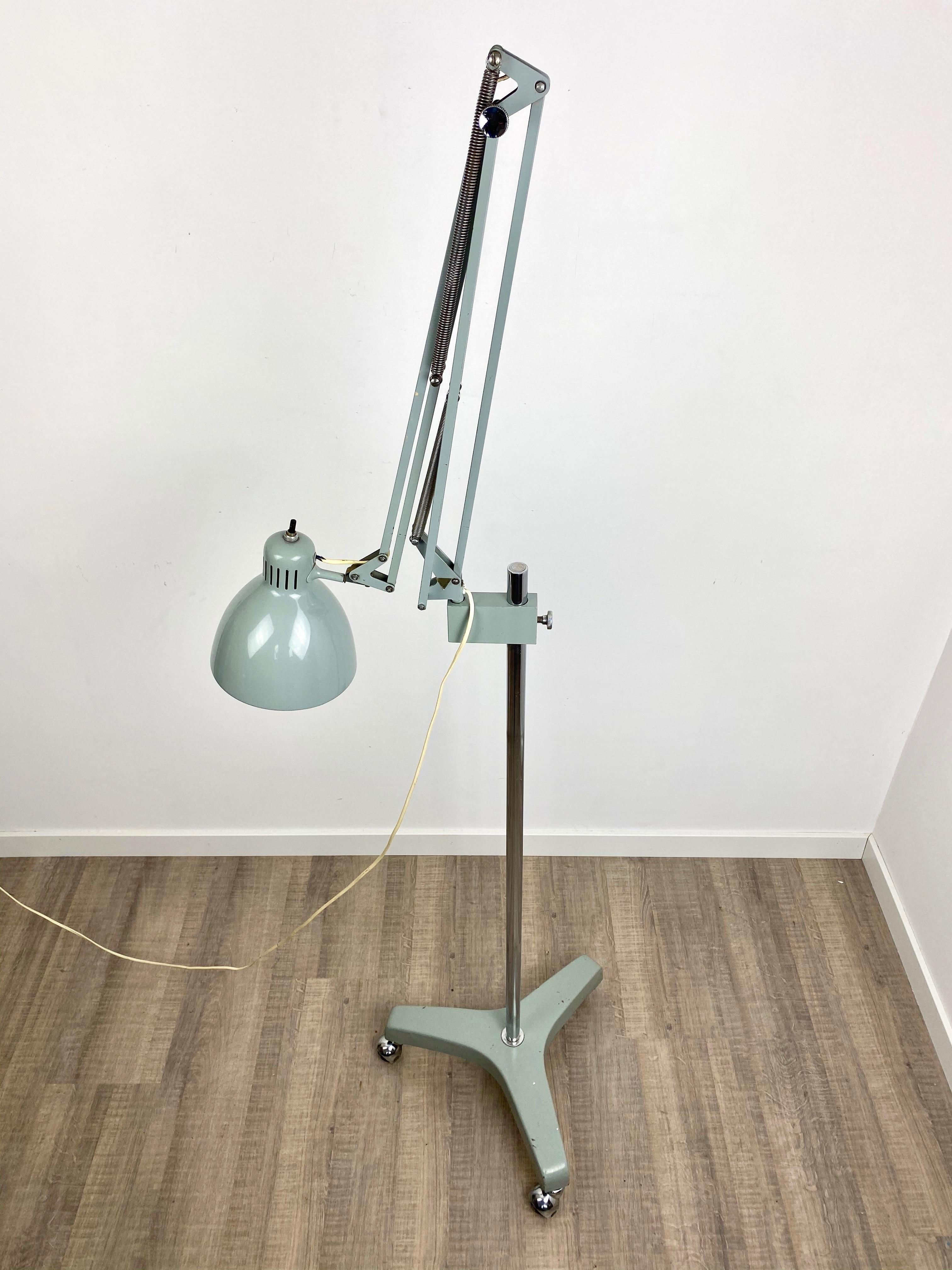 Mid-20th Century Adjustable Grey Floor Lamp 