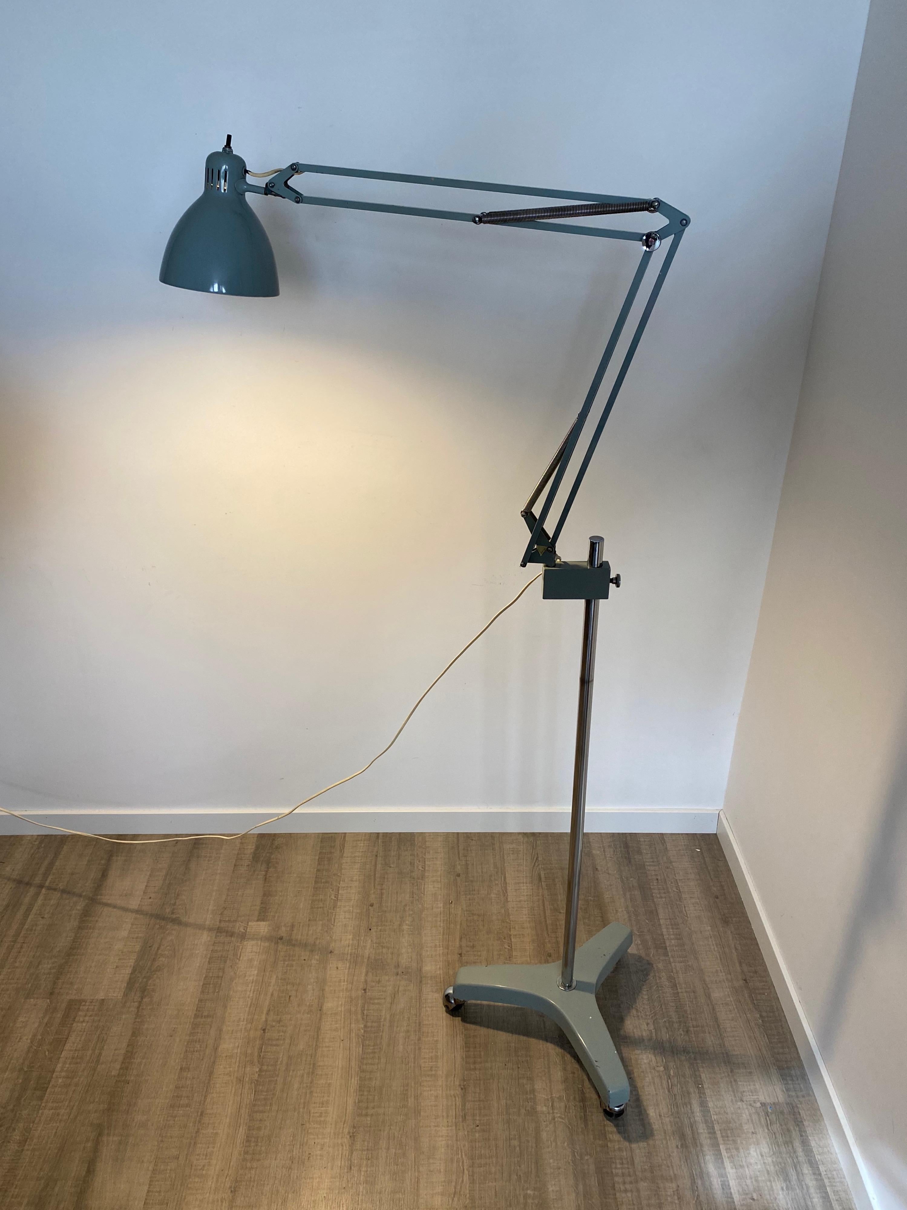 Mid-Century Modern Adjustable Grey Floor Lamp 