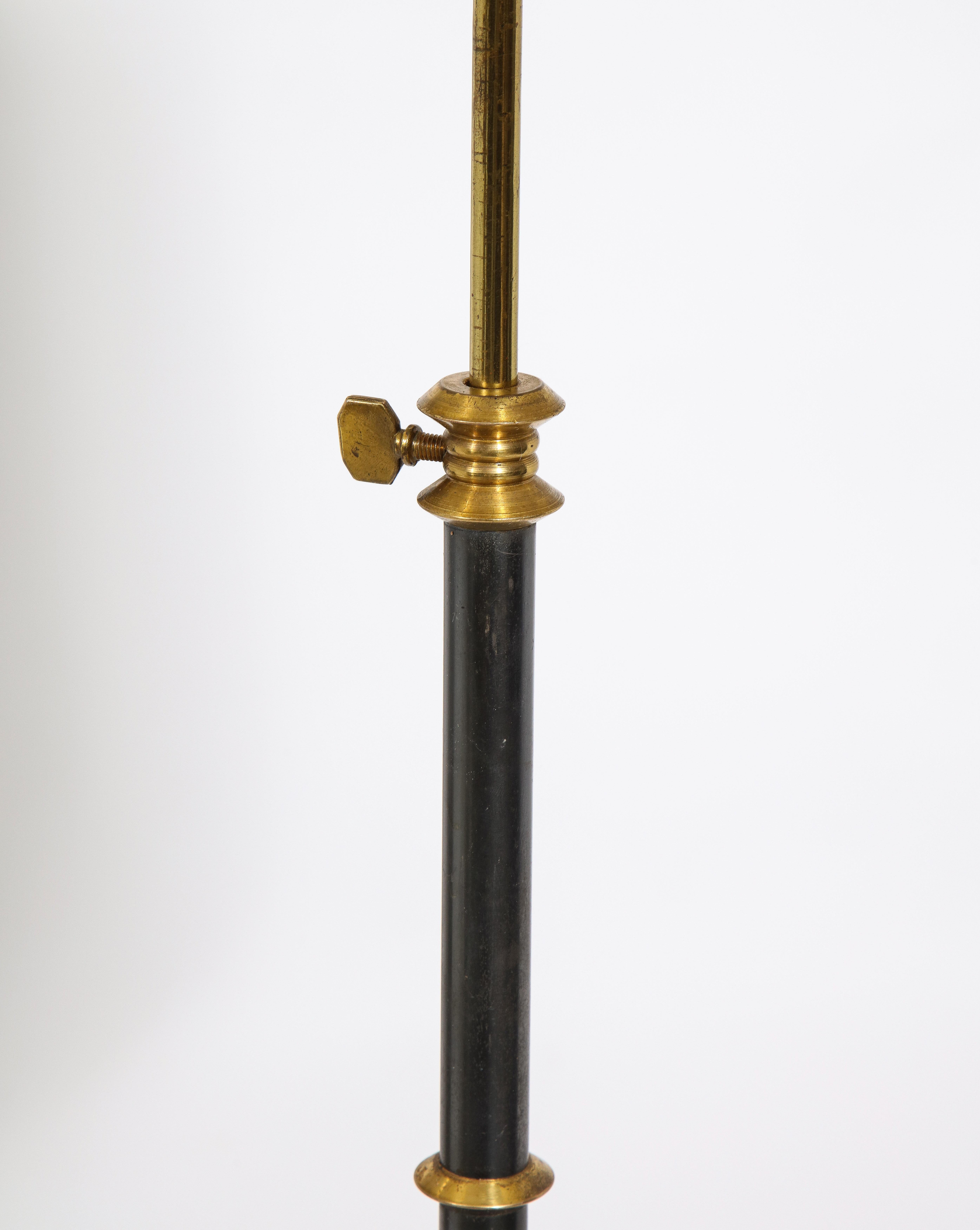 Brass Adjustable Height Floor Lamp by Gilles Sermadiras, France, 1950's For Sale