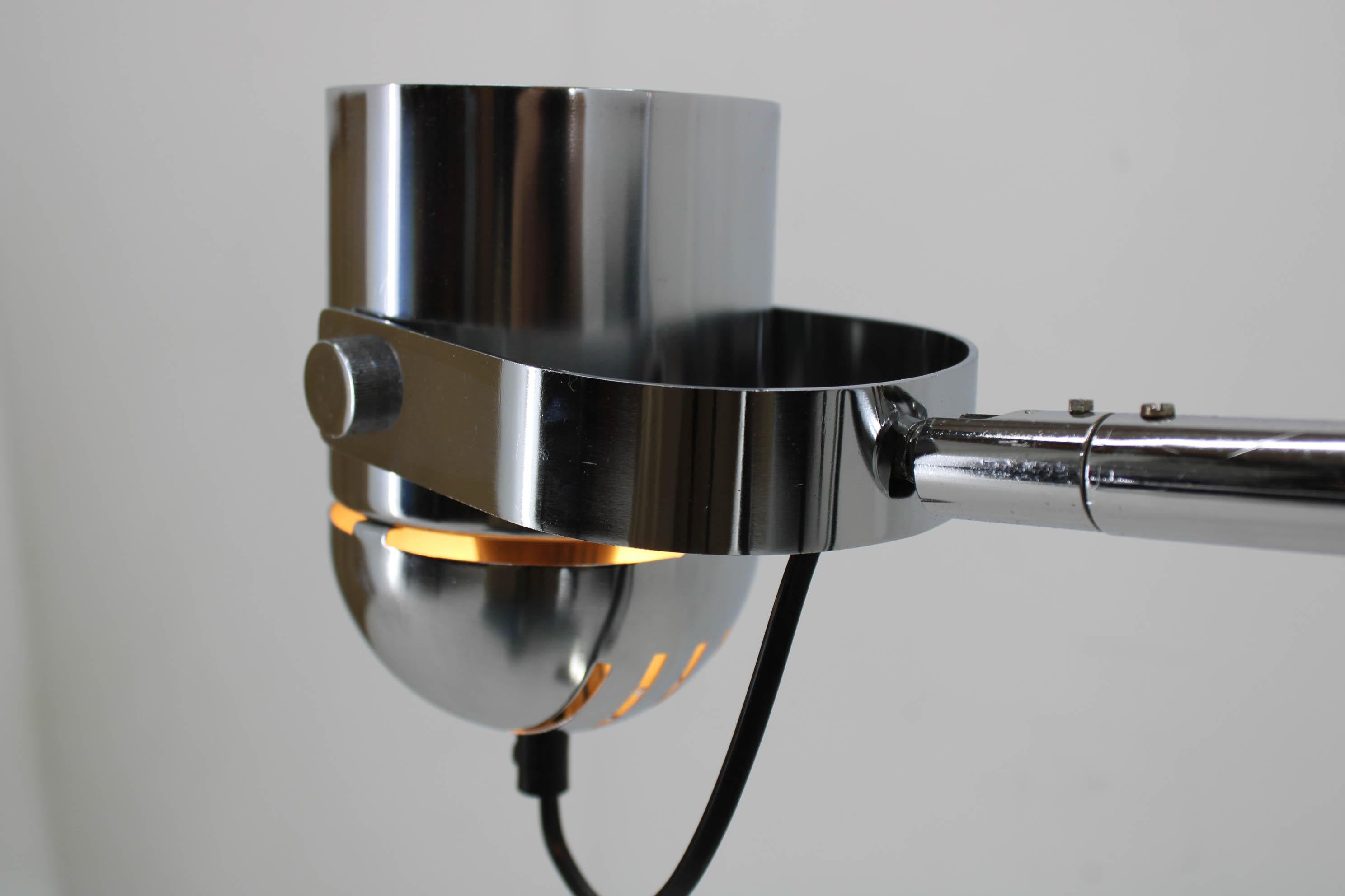 Metal Adjustable Height Floor Lamp by Stanislav Indra, 1970s, Restored For Sale