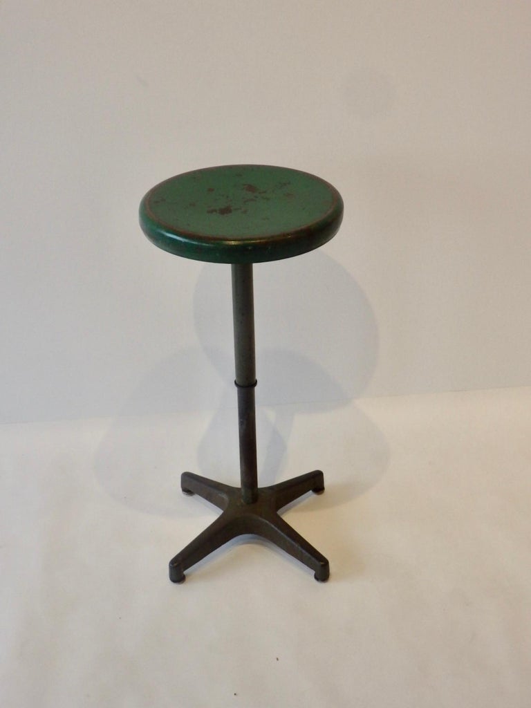 20th Century Adjustable Height Industrial Swivel Stool in Original Finish by Ajustrite For Sale
