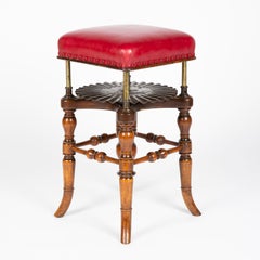 Höhenverstellbarer Klavierhocker aus Nussbaumholz von Henry Brooks & Co aus London:: um 1880