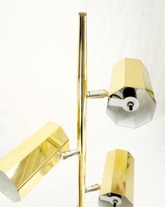 Adjustable Hexagon Cylinder Shades Three Way Brass Floor Lamp Sonneman